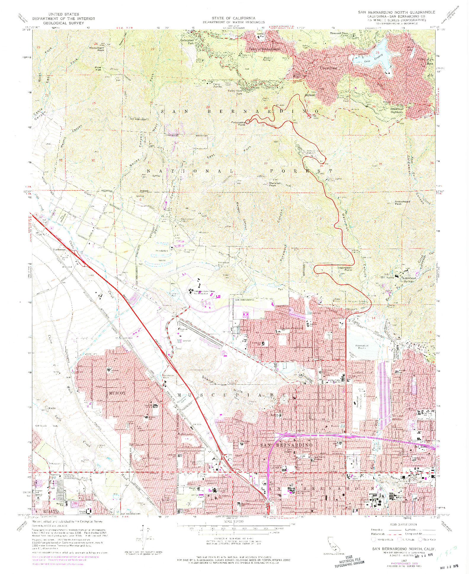 USGS 1:24000-SCALE QUADRANGLE FOR SAN BERNARDINO NORTH, CA 1967