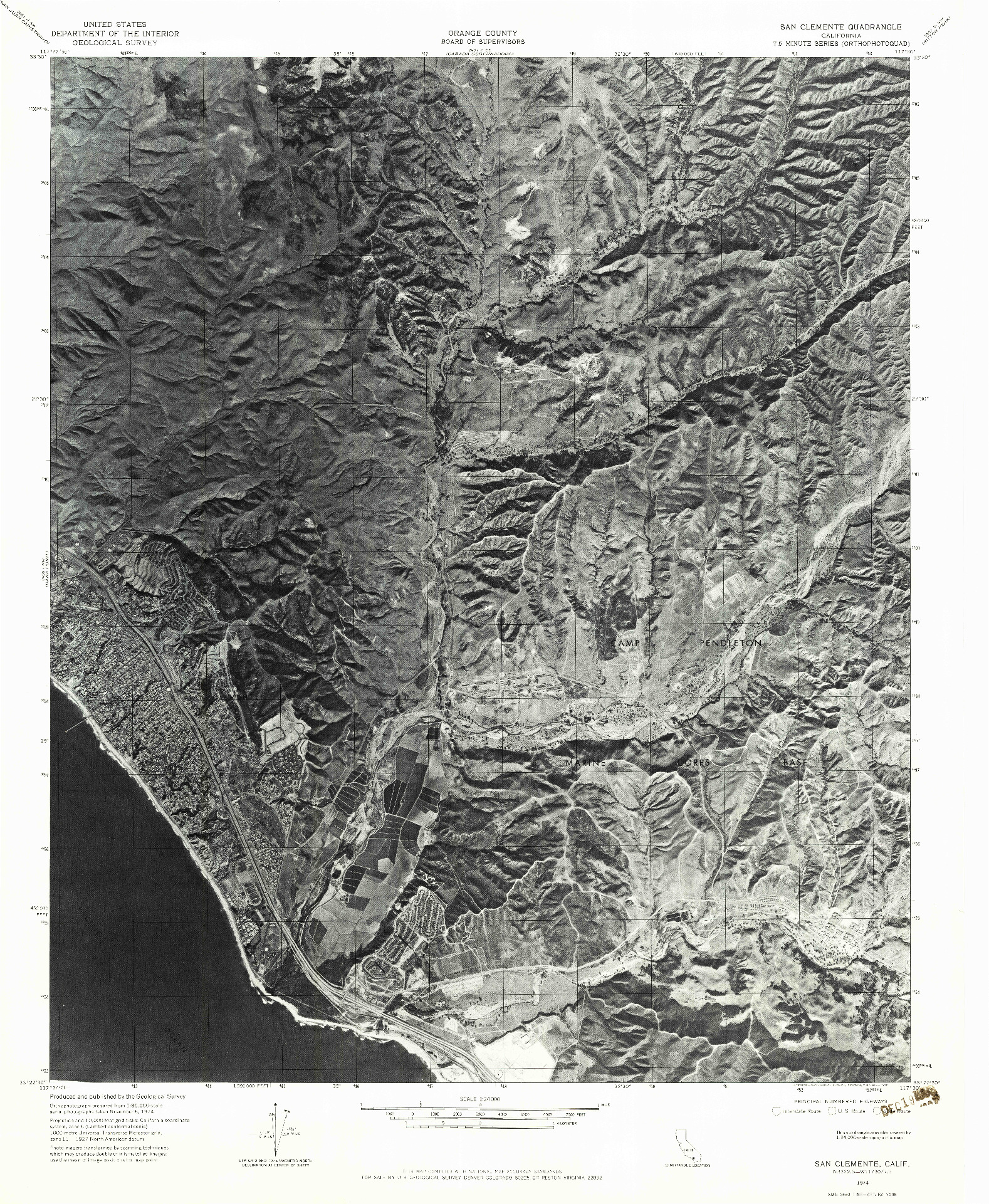 USGS 1:24000-SCALE QUADRANGLE FOR SAN CLEMENTE, CA 1974