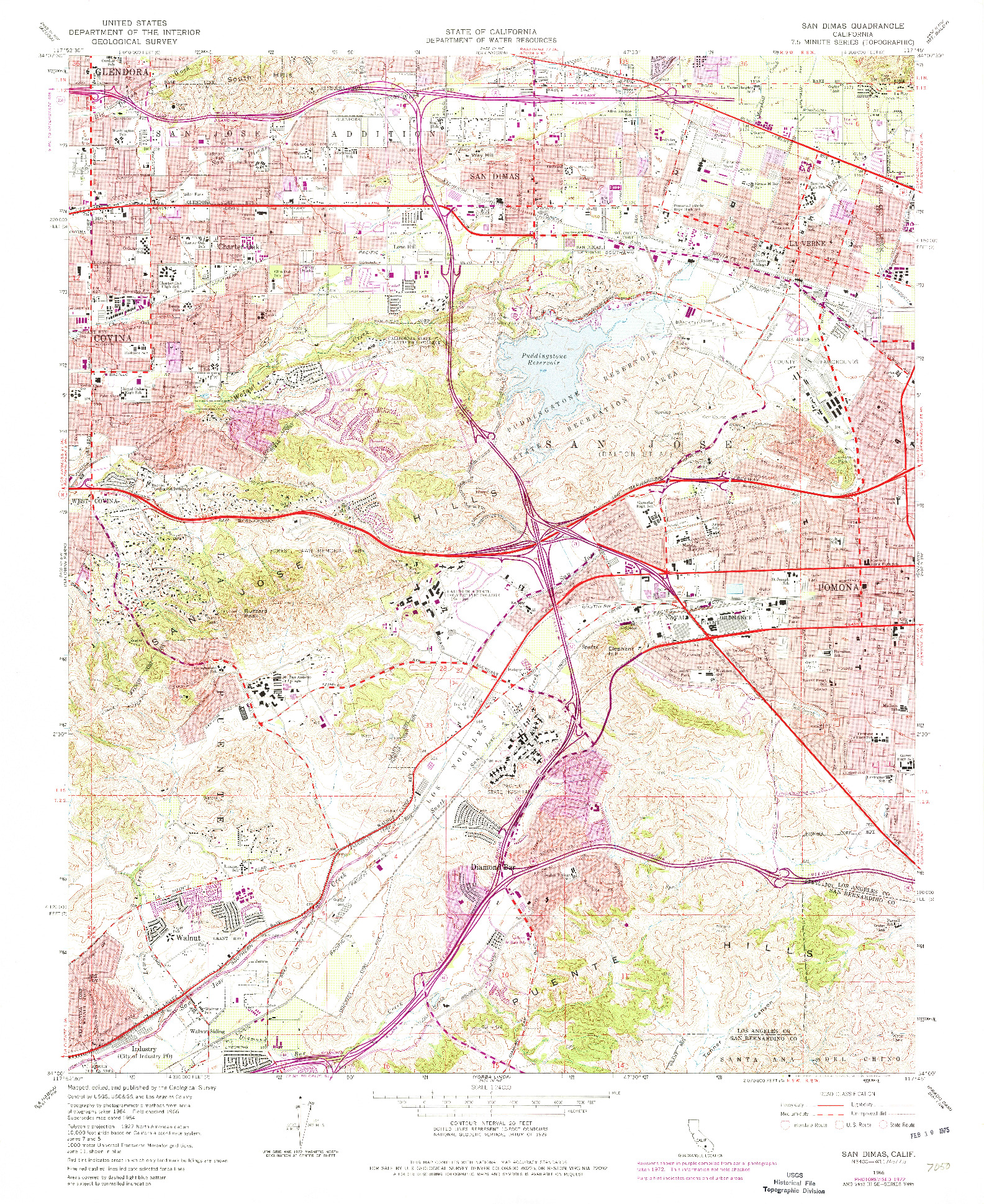 USGS 1:24000-SCALE QUADRANGLE FOR SAN DIMAS, CA 1966