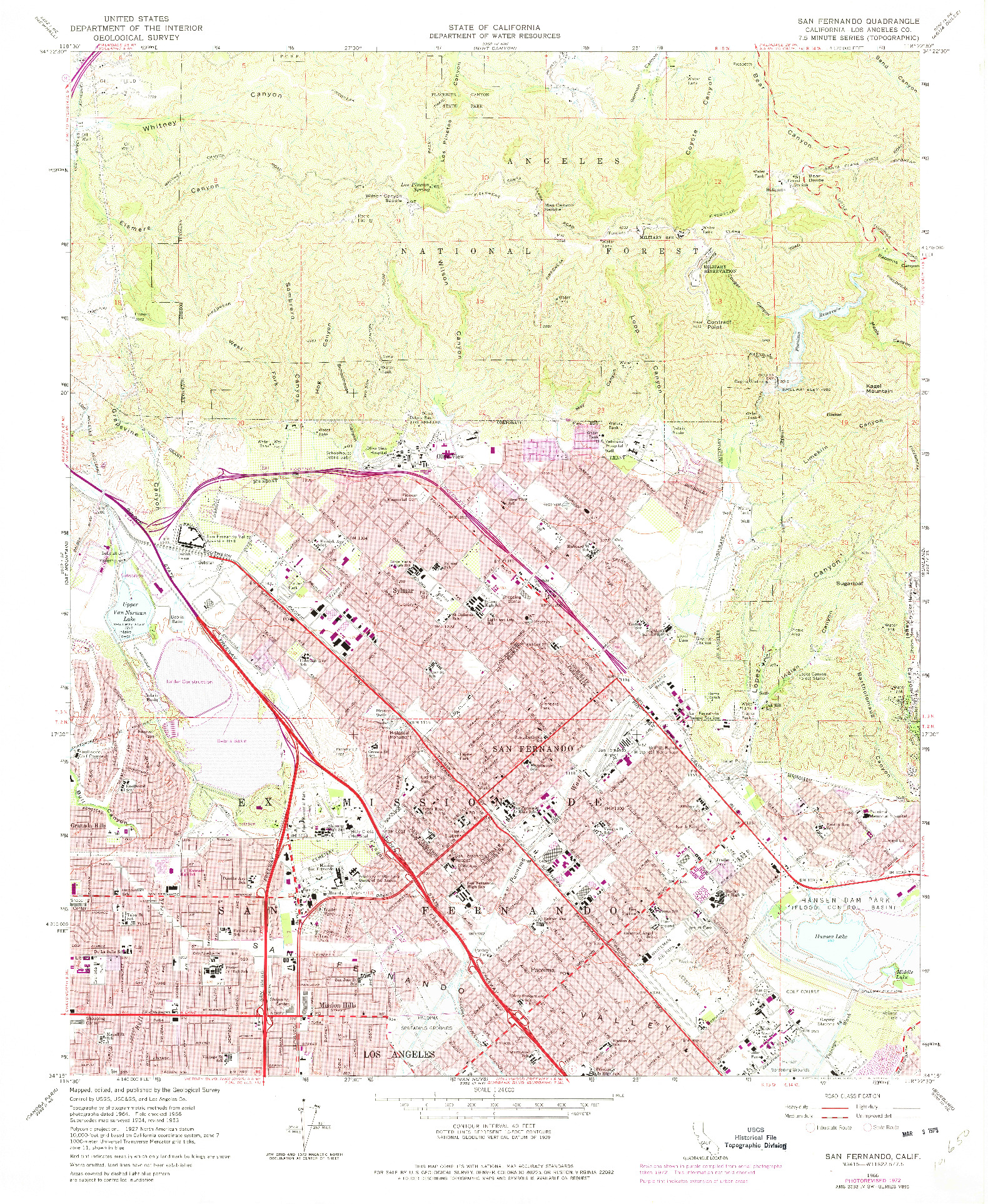 USGS 1:24000-SCALE QUADRANGLE FOR SAN FERNANDO, CA 1966