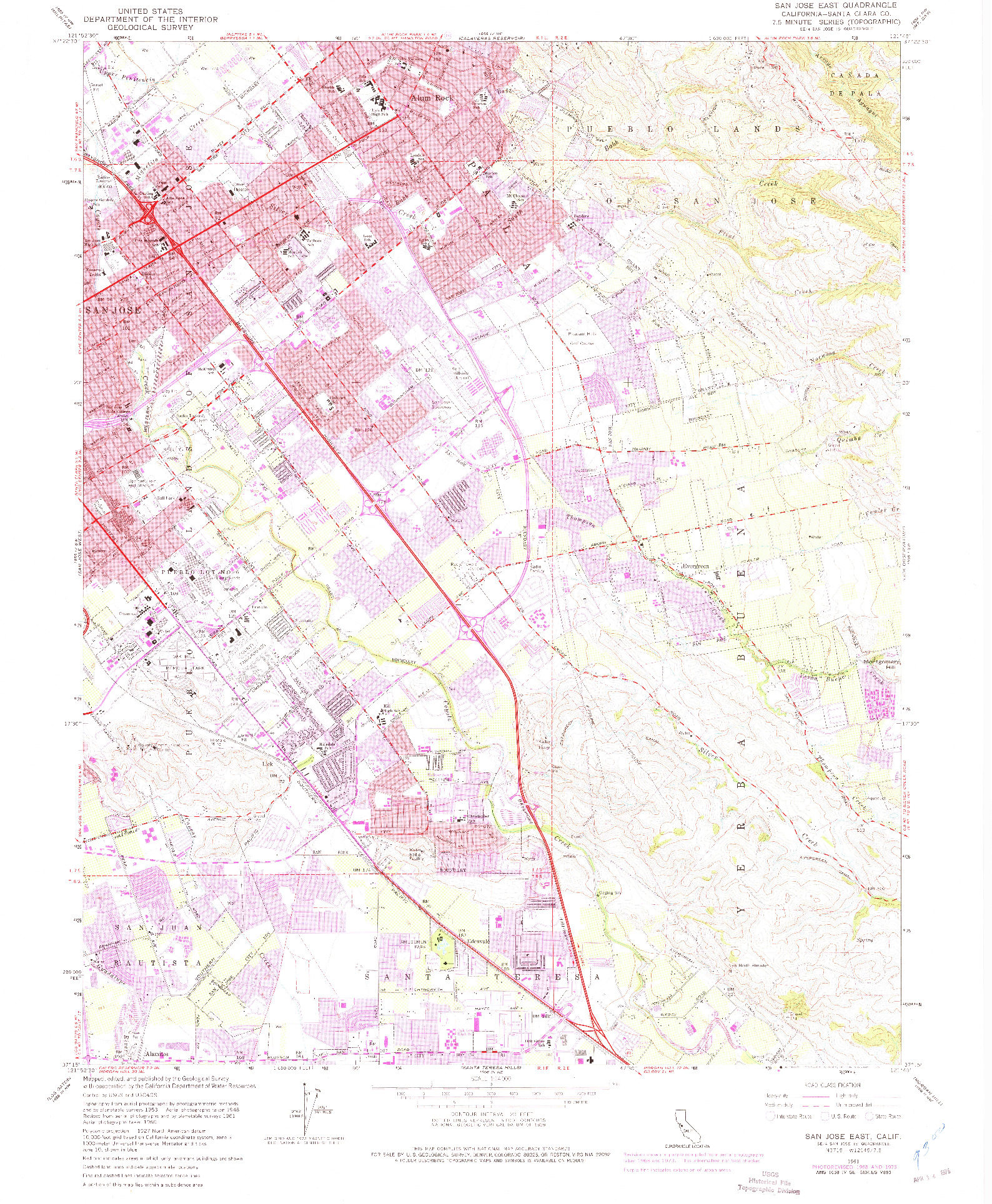 USGS 1:24000-SCALE QUADRANGLE FOR SAN JOSE EAST, CA 1961
