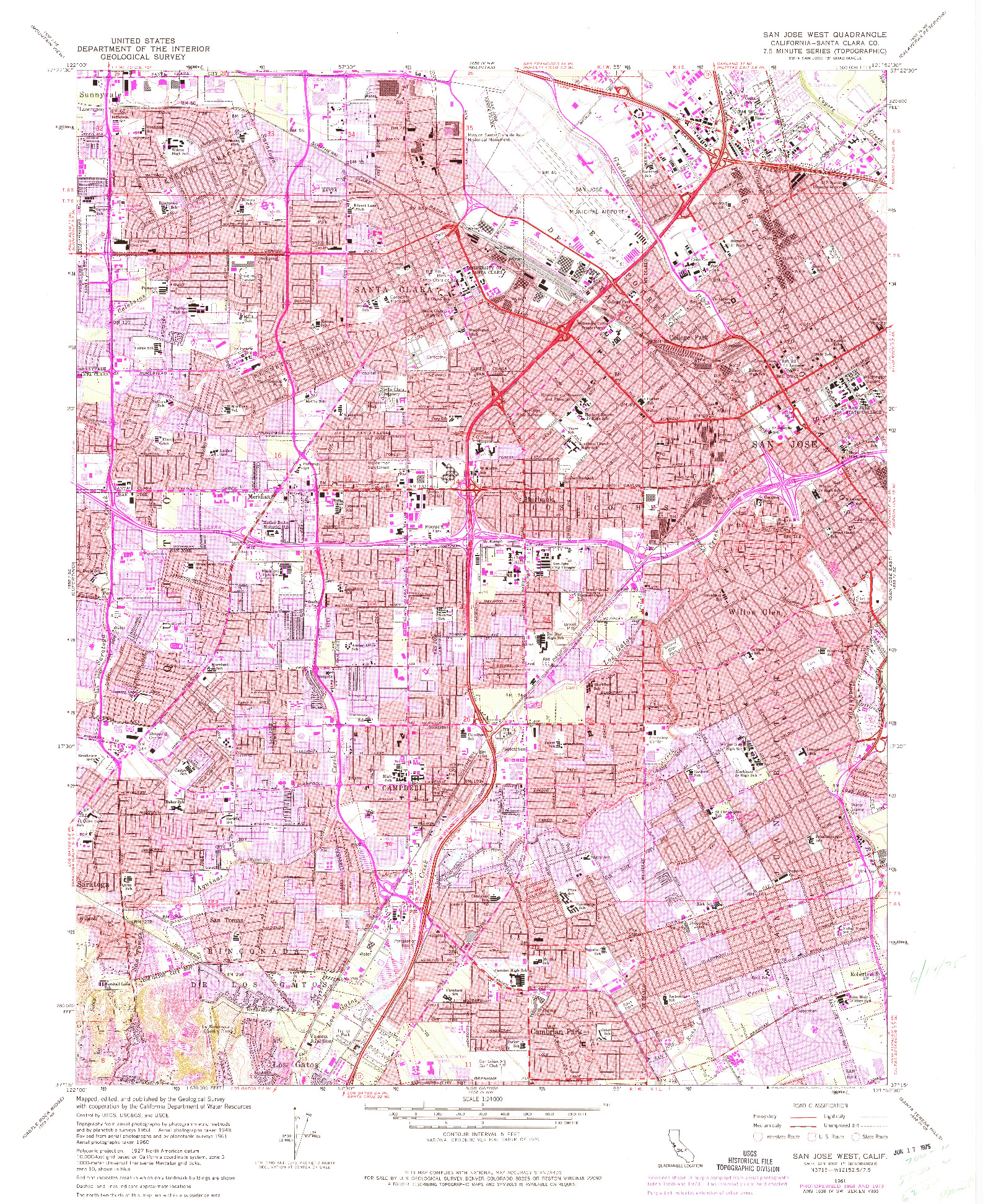 USGS 1:24000-SCALE QUADRANGLE FOR SAN JOSE WEST, CA 1961