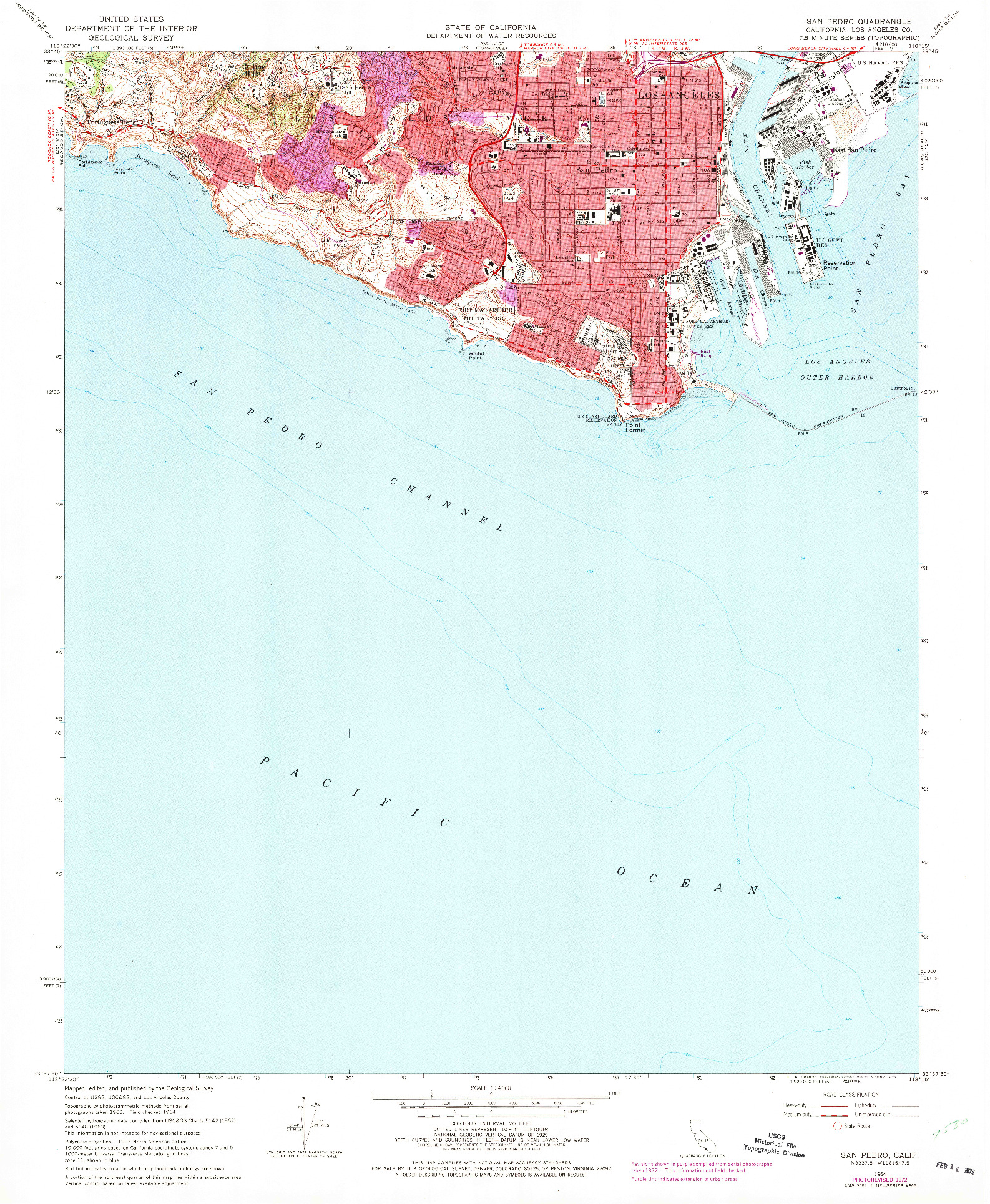 USGS 1:24000-SCALE QUADRANGLE FOR SAN PEDRO, CA 1964