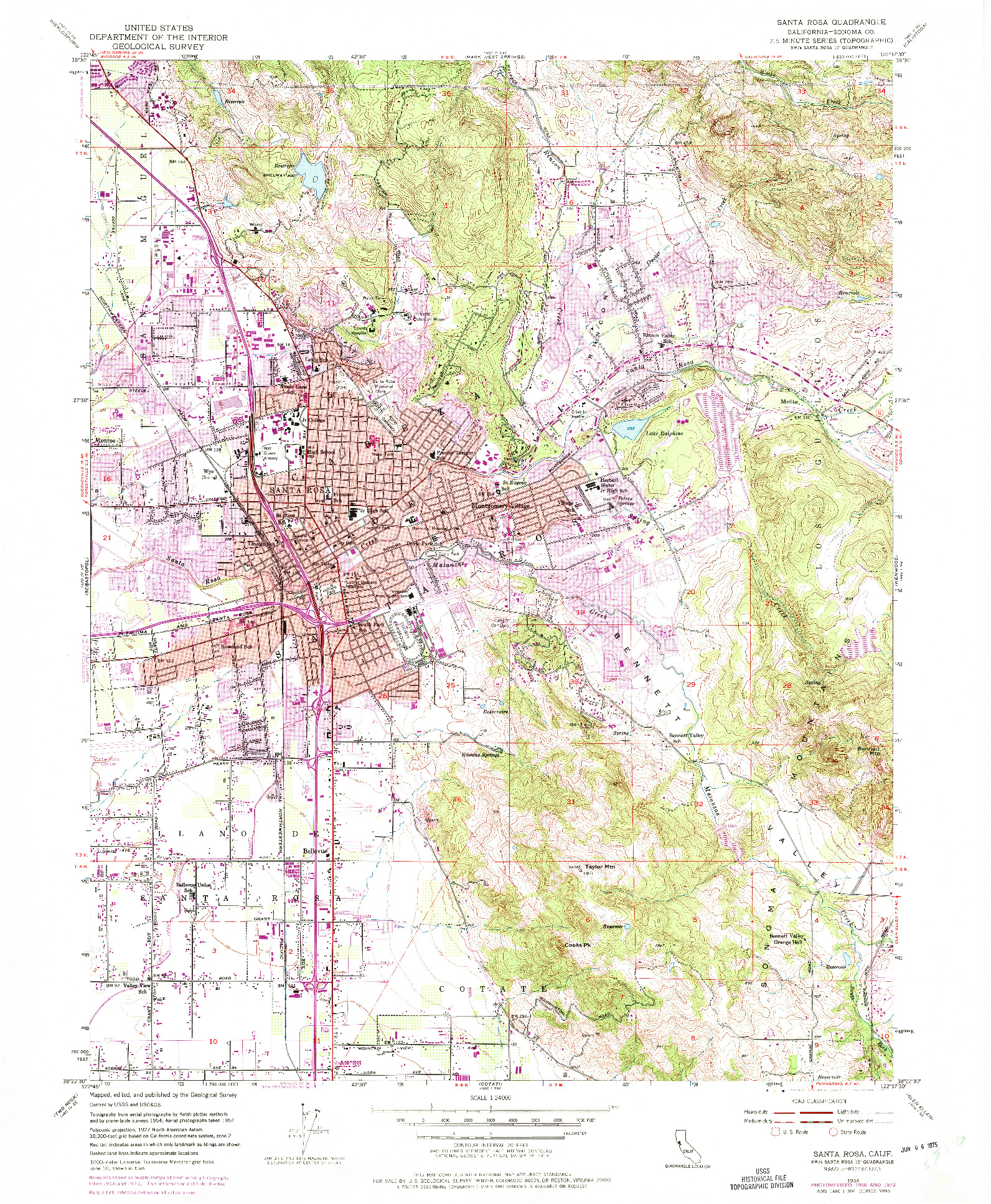 USGS 1:24000-SCALE QUADRANGLE FOR SANTA ROSA, CA 1954