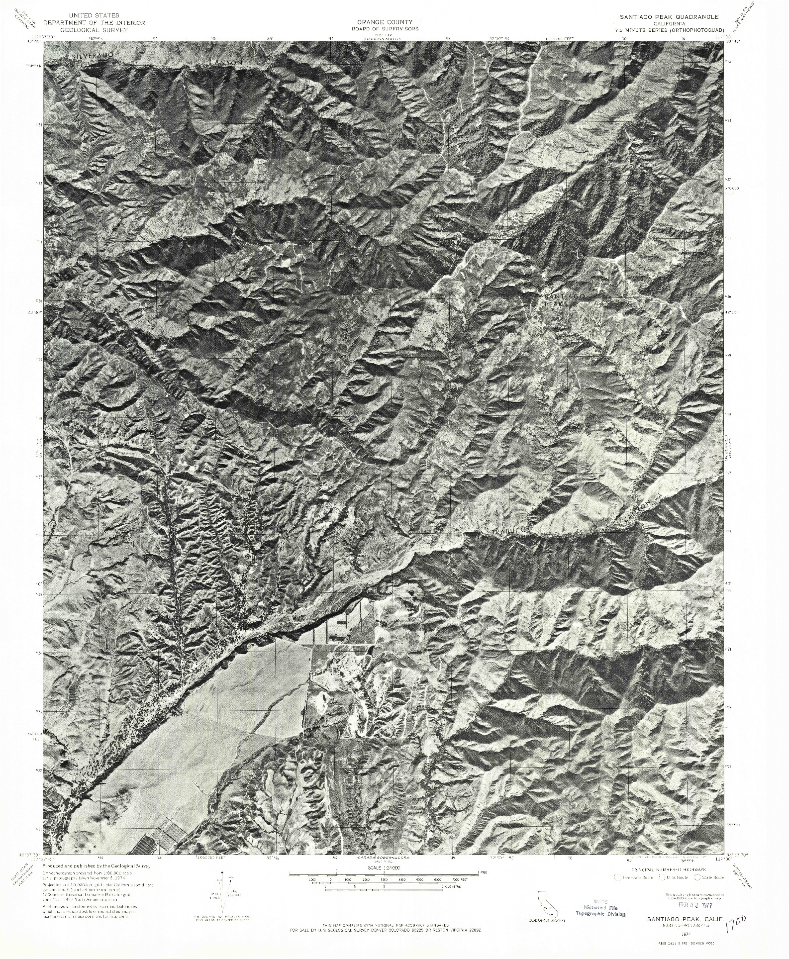 USGS 1:24000-SCALE QUADRANGLE FOR SANTIAGO PEAK, CA 1974