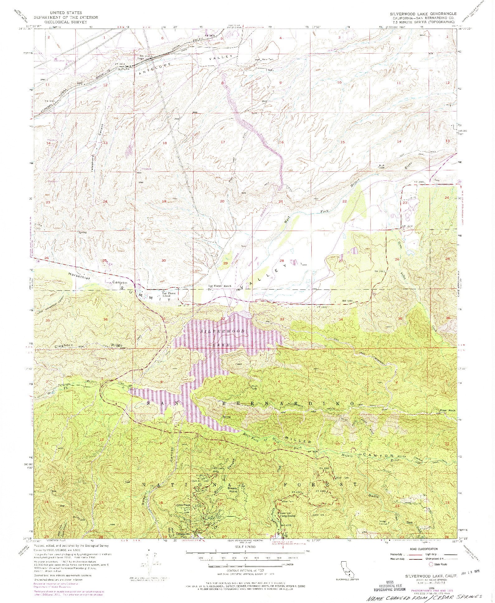 USGS 1:24000-SCALE QUADRANGLE FOR SILVERWOOD LAKE, CA 1956