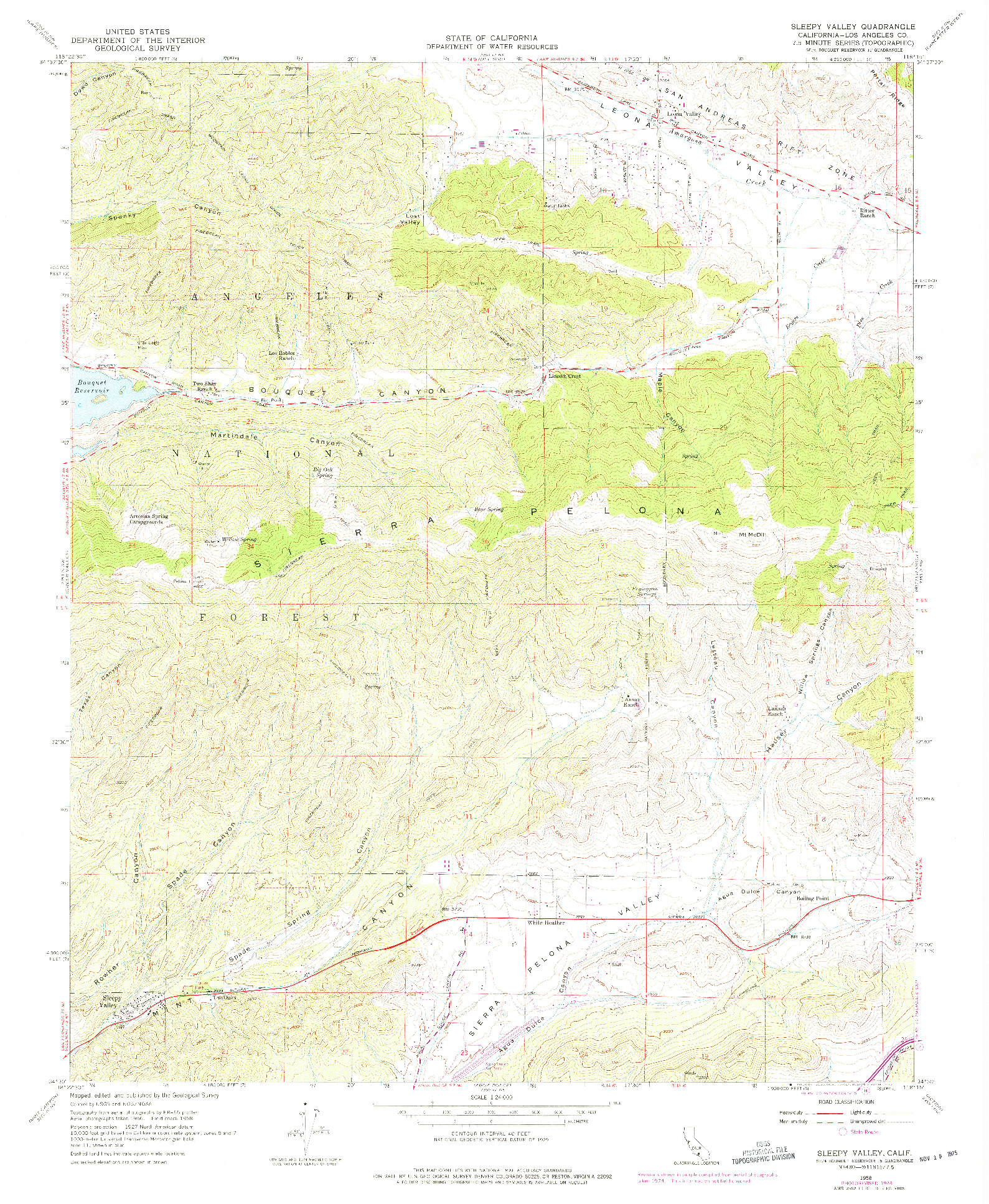 USGS 1:24000-SCALE QUADRANGLE FOR SLEEPY VALLEY, CA 1958