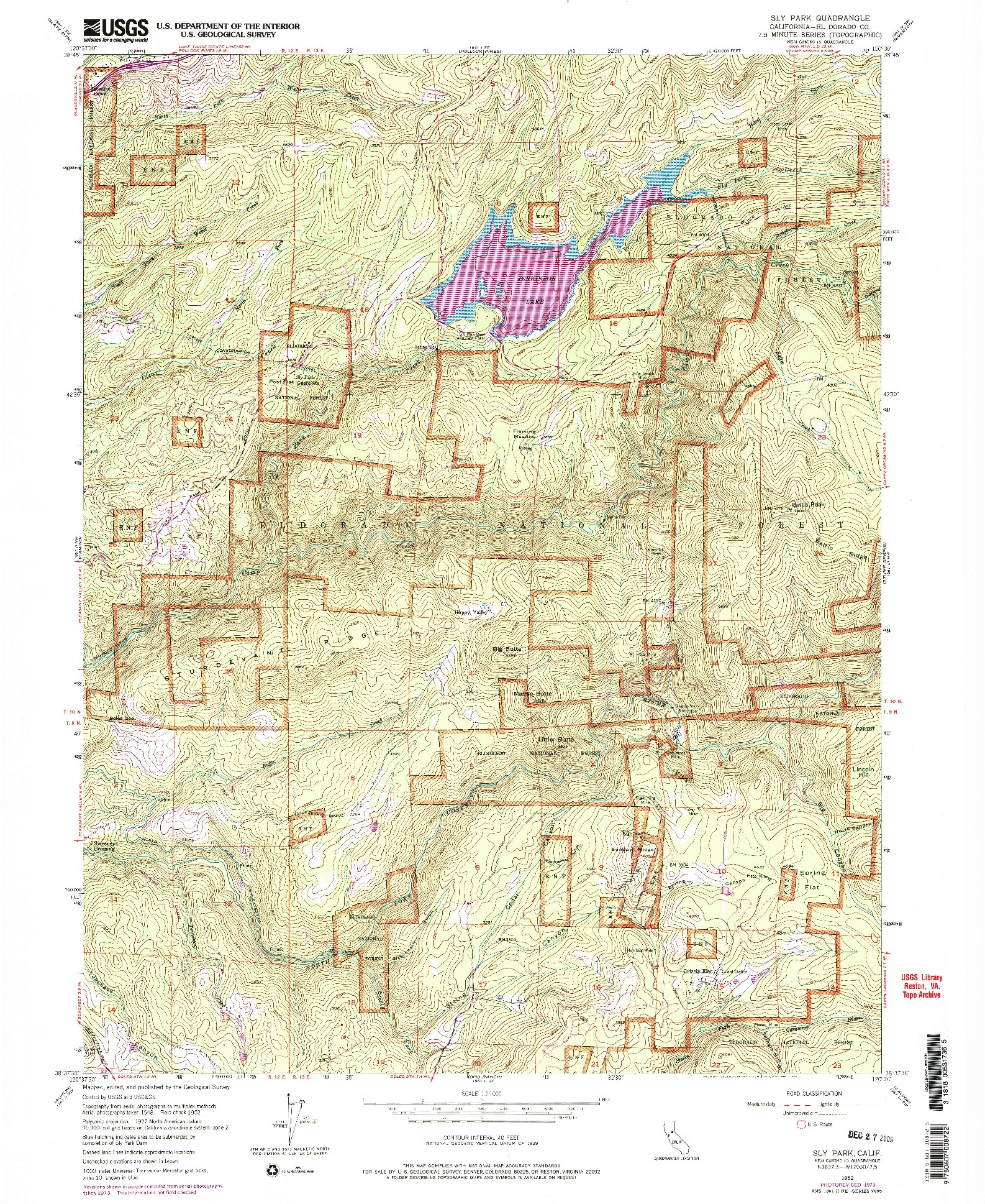 USGS 1:24000-SCALE QUADRANGLE FOR SLY PARK, CA 1952