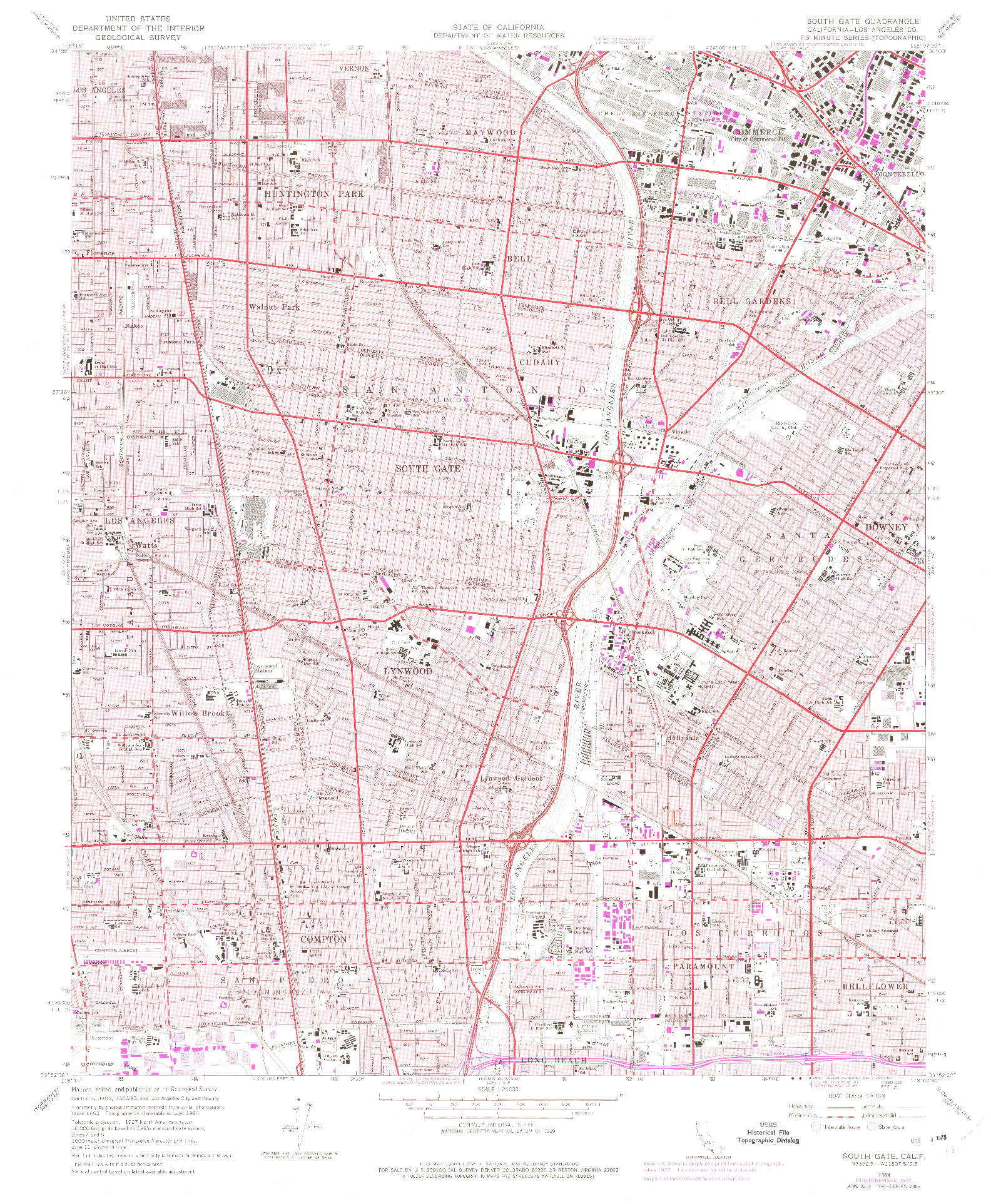 USGS 1:24000-SCALE QUADRANGLE FOR SOUTH GATE, CA 1964