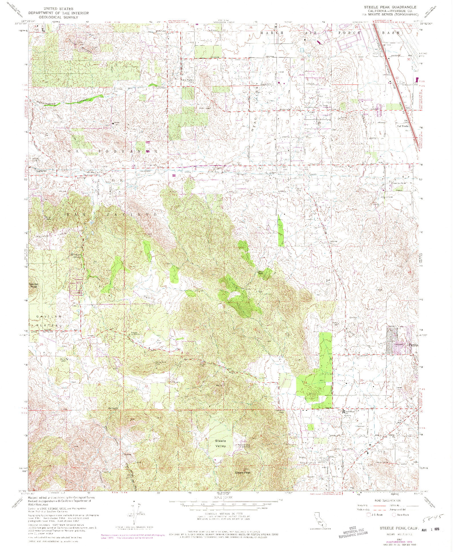 USGS 1:24000-SCALE QUADRANGLE FOR STEELE PEAK, CA 1967