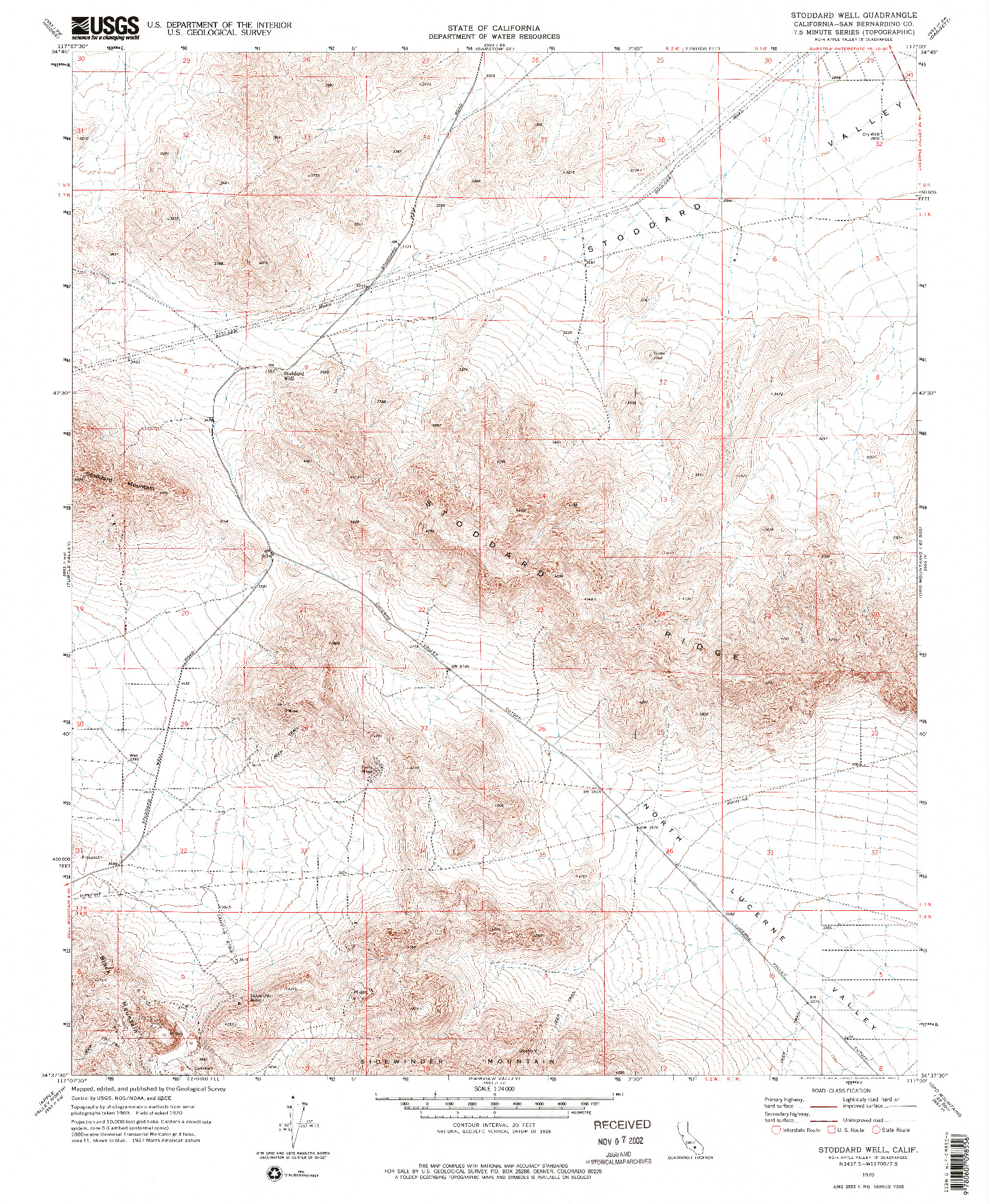 USGS 1:24000-SCALE QUADRANGLE FOR STODDARD WELL, CA 1970