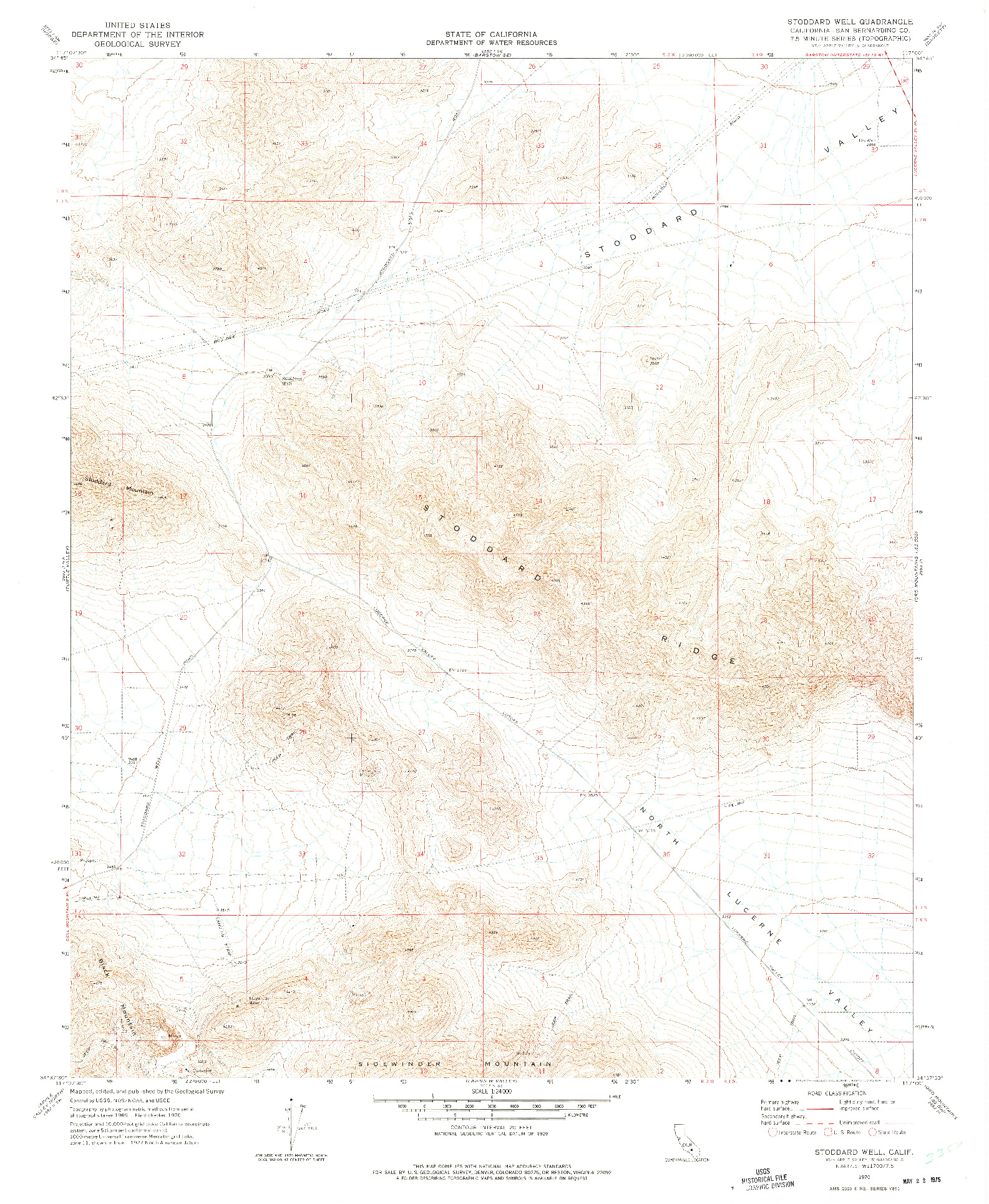 USGS 1:24000-SCALE QUADRANGLE FOR STODDARD WELL, CA 1970