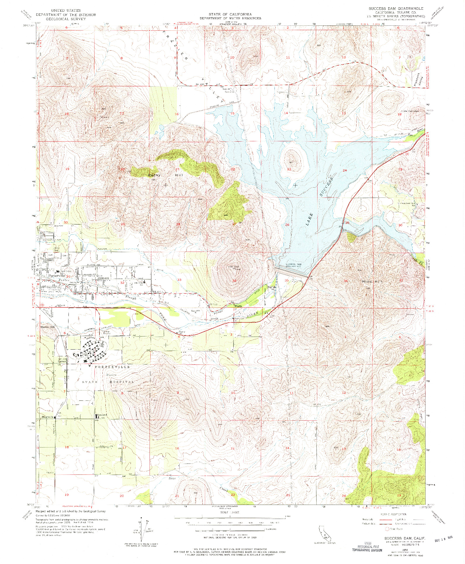 USGS 1:24000-SCALE QUADRANGLE FOR SUCCESS DAM, CA 1956