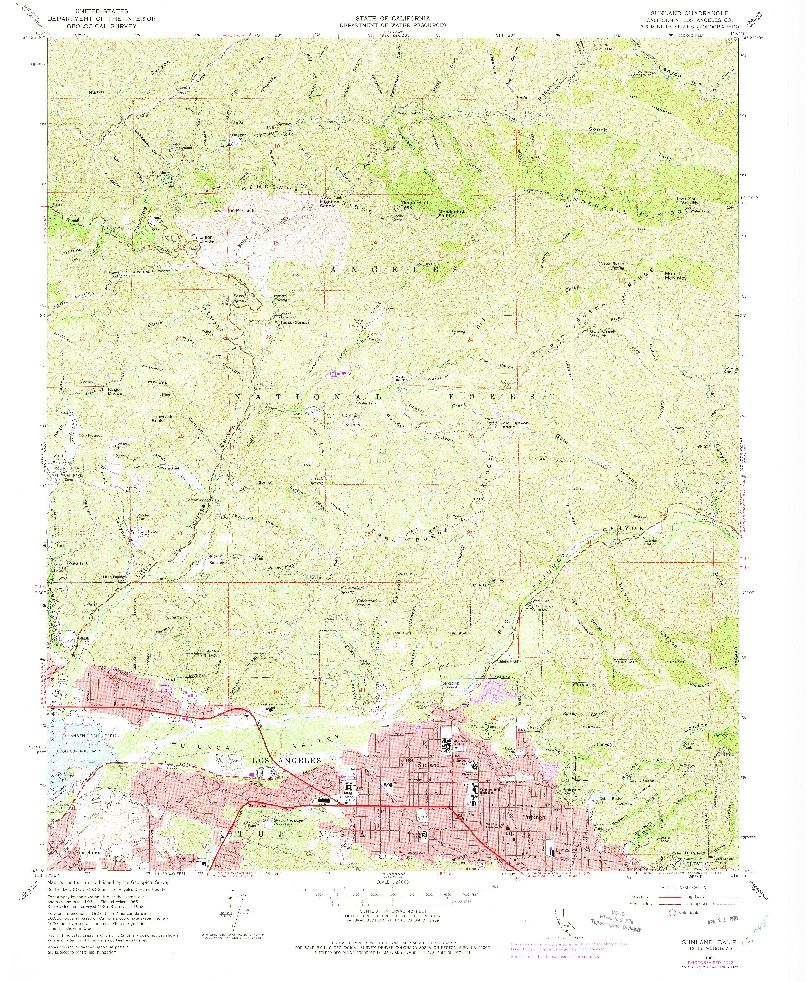 USGS 1:24000-SCALE QUADRANGLE FOR SUNLAND, CA 1966