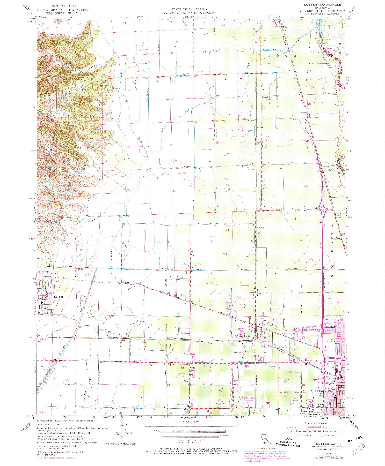 USGS 1:24000-SCALE QUADRANGLE FOR SUTTER, CA 1952