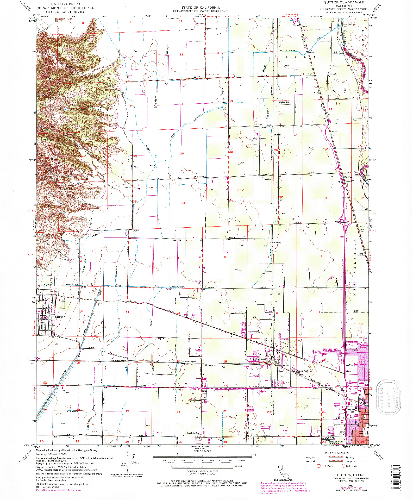USGS 1:24000-SCALE QUADRANGLE FOR SUTTER, CA 1952