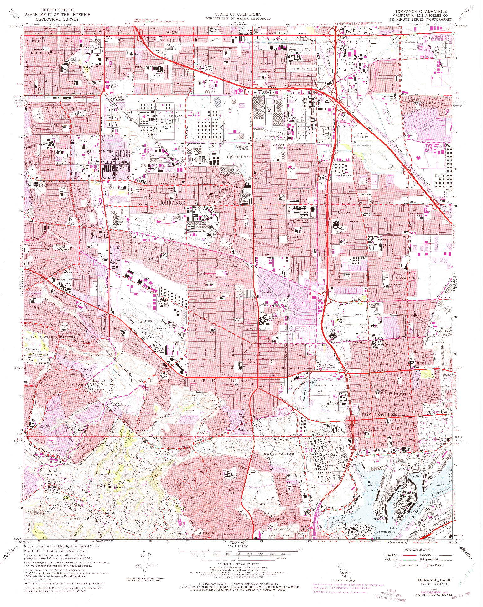 USGS 1:24000-SCALE QUADRANGLE FOR TORRANCE, CA 1964