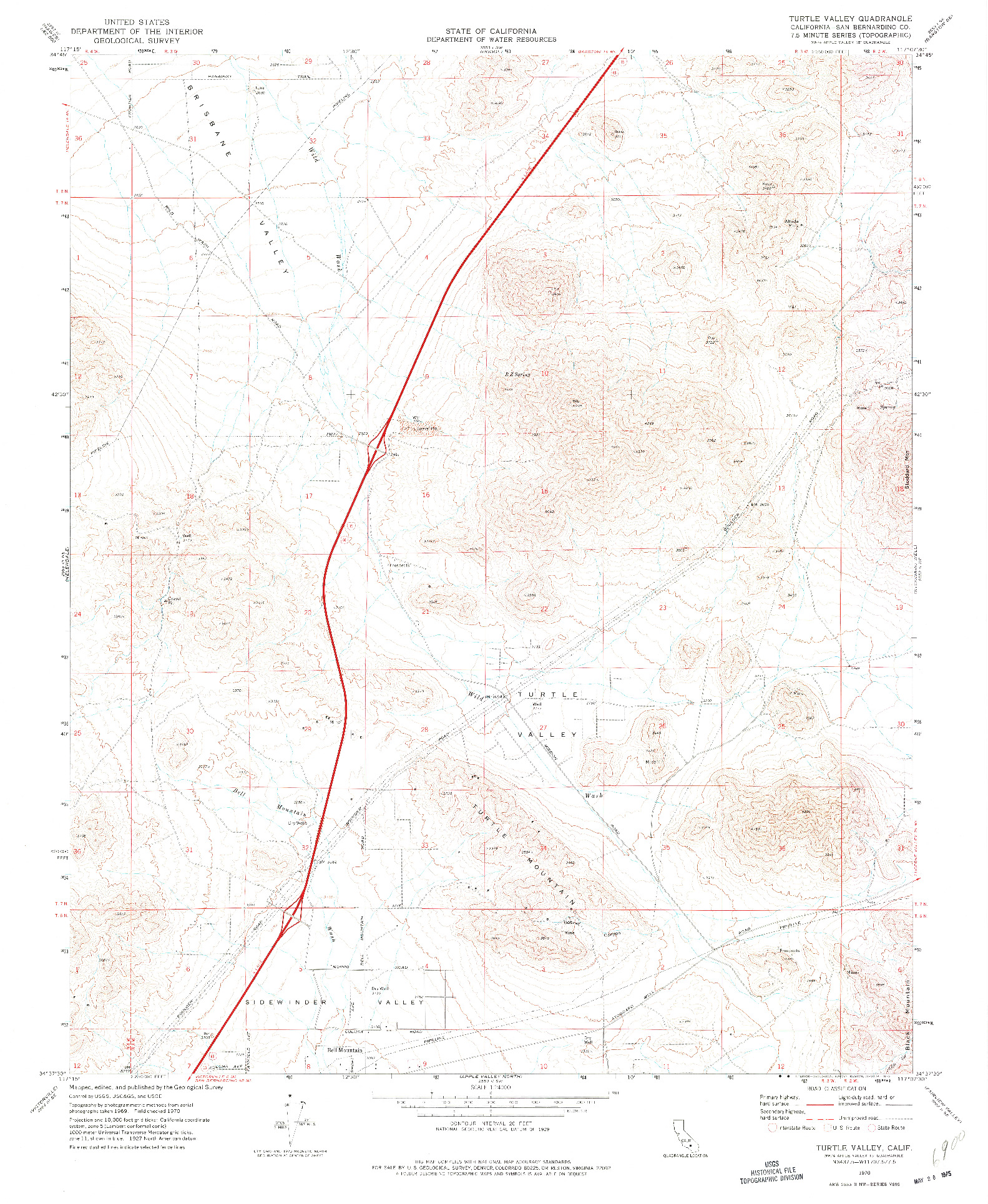 USGS 1:24000-SCALE QUADRANGLE FOR TURTLE VALLEY, CA 1970