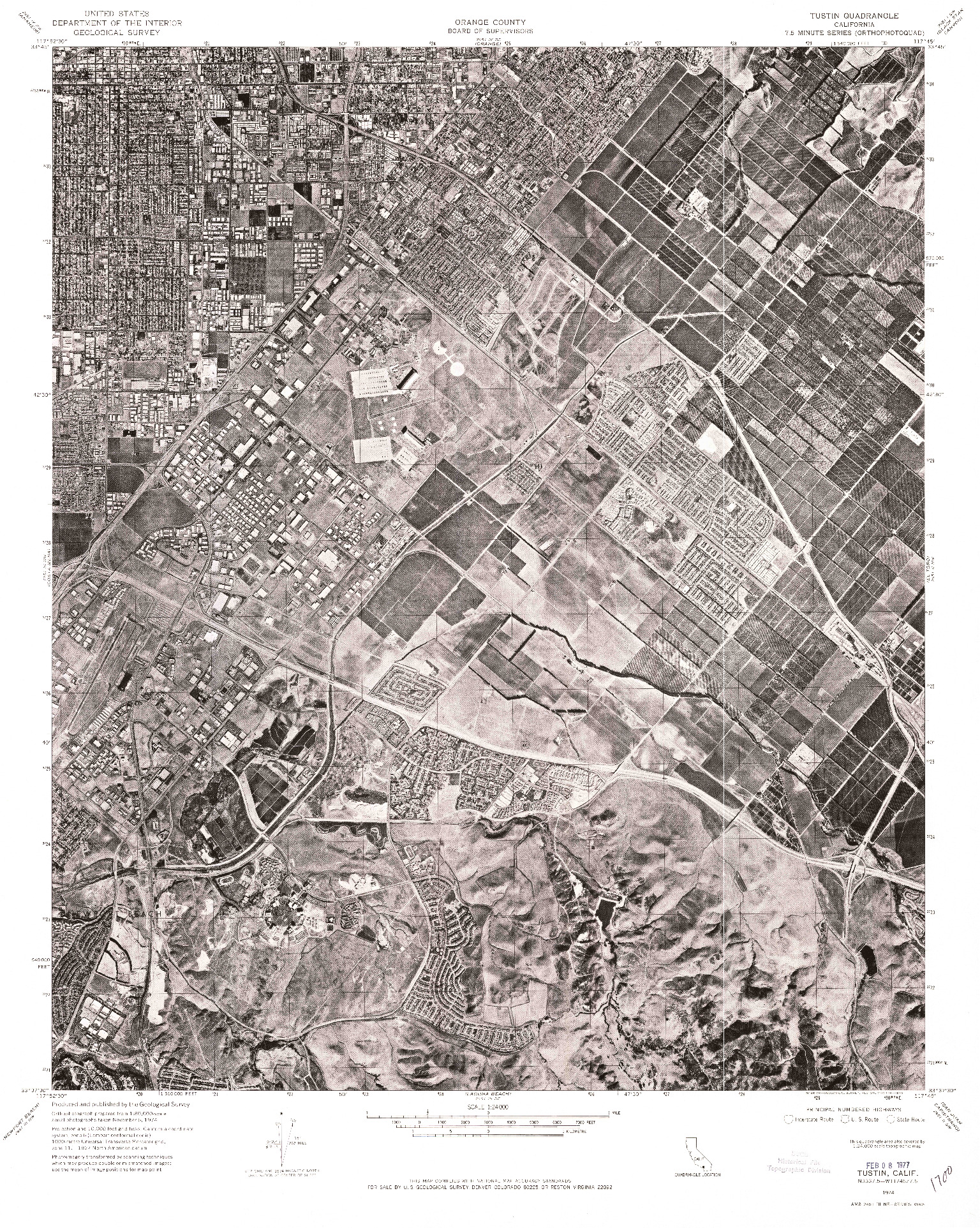 USGS 1:24000-SCALE QUADRANGLE FOR TUSTIN, CA 1974