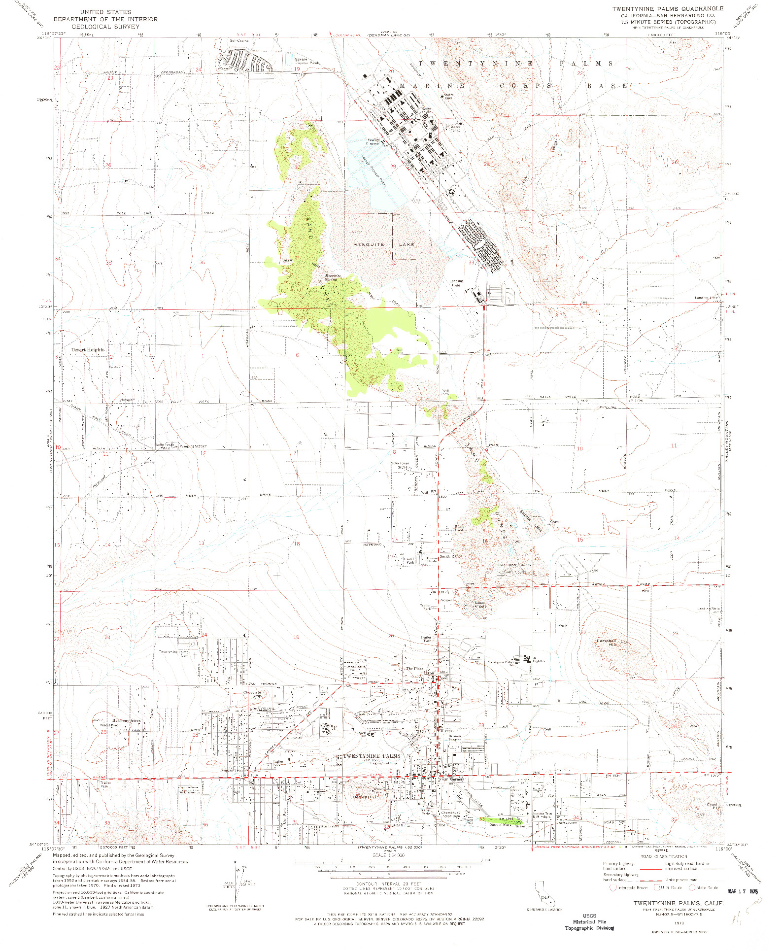 USGS 1:24000-SCALE QUADRANGLE FOR TWENTYNINE PALMS, CA 1973