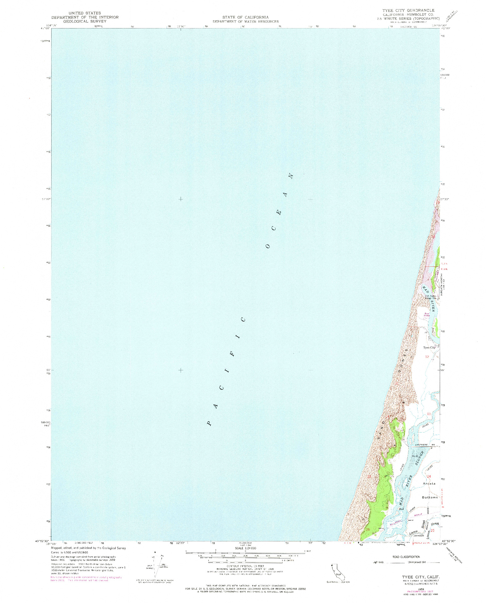 USGS 1:24000-SCALE QUADRANGLE FOR TYEE CITY, CA 1959