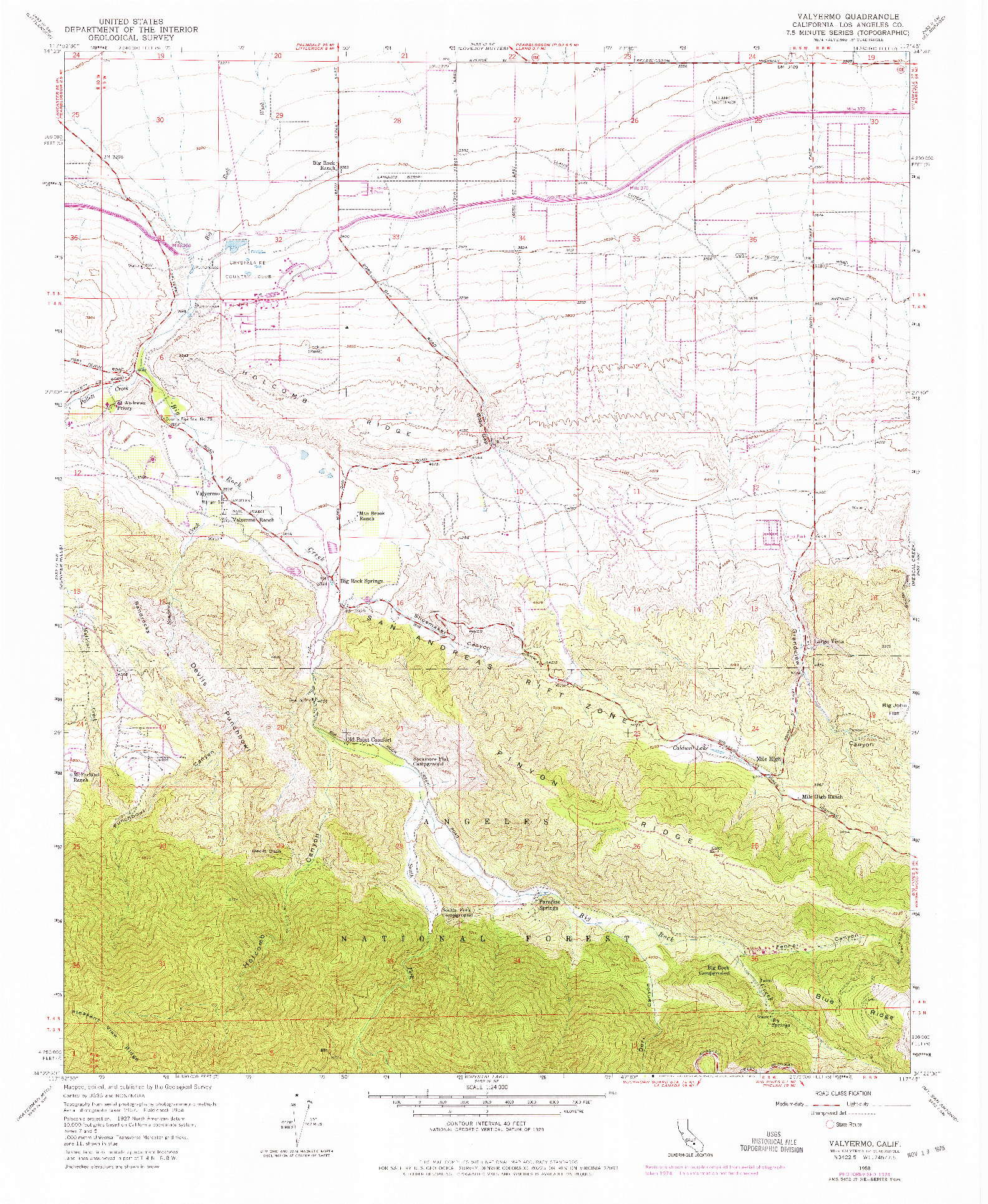 USGS 1:24000-SCALE QUADRANGLE FOR VALYERMO, CA 1958