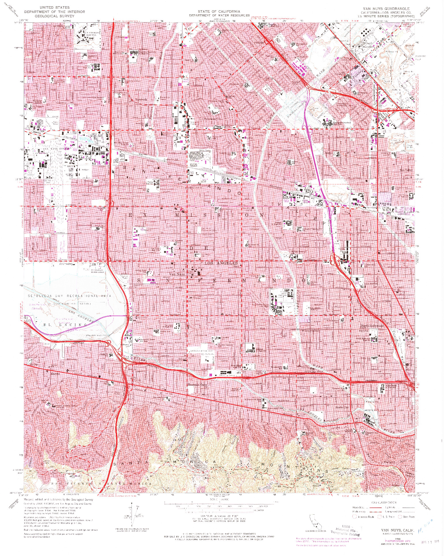 USGS 1:24000-SCALE QUADRANGLE FOR VAN NUYS, CA 1966