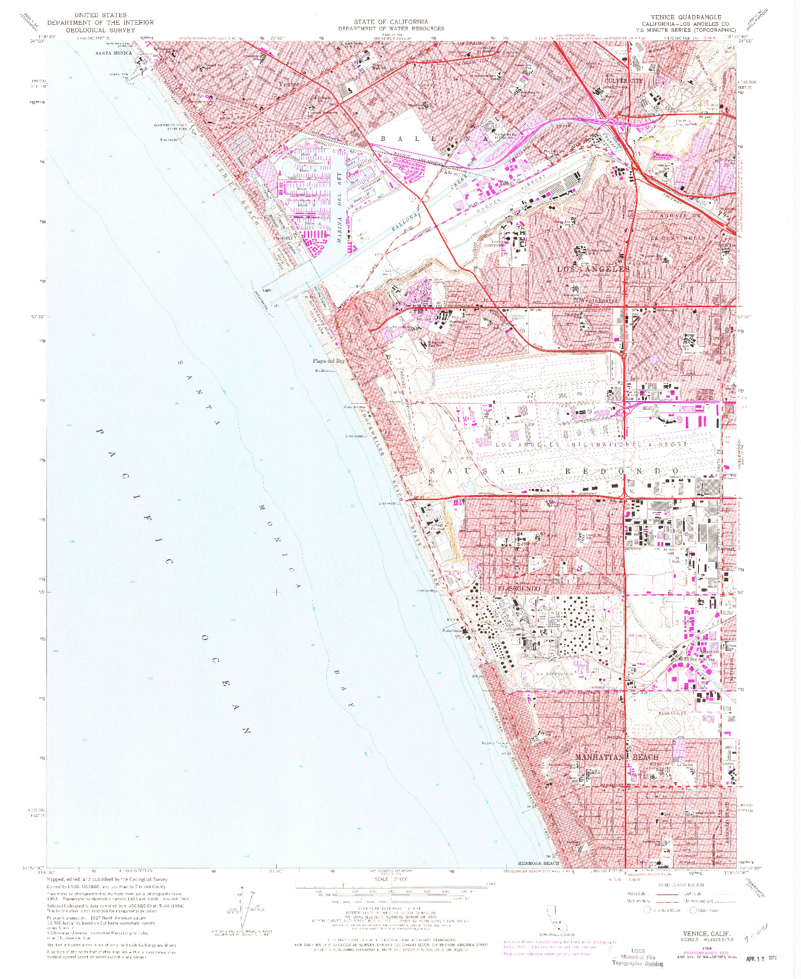 USGS 1:24000-SCALE QUADRANGLE FOR VENICE, CA 1964