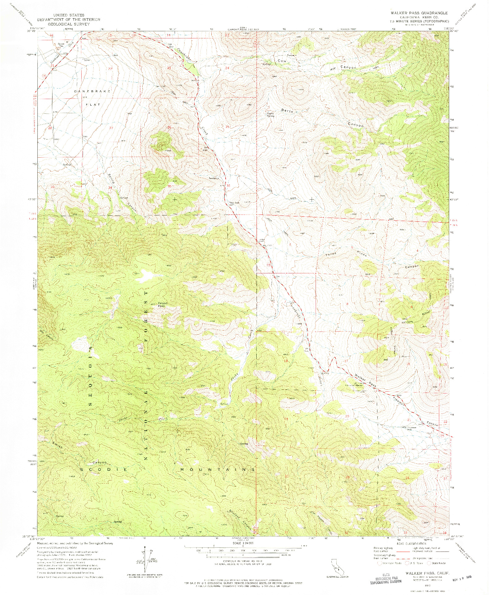 USGS 1:24000-SCALE QUADRANGLE FOR WALKER PASS, CA 1972