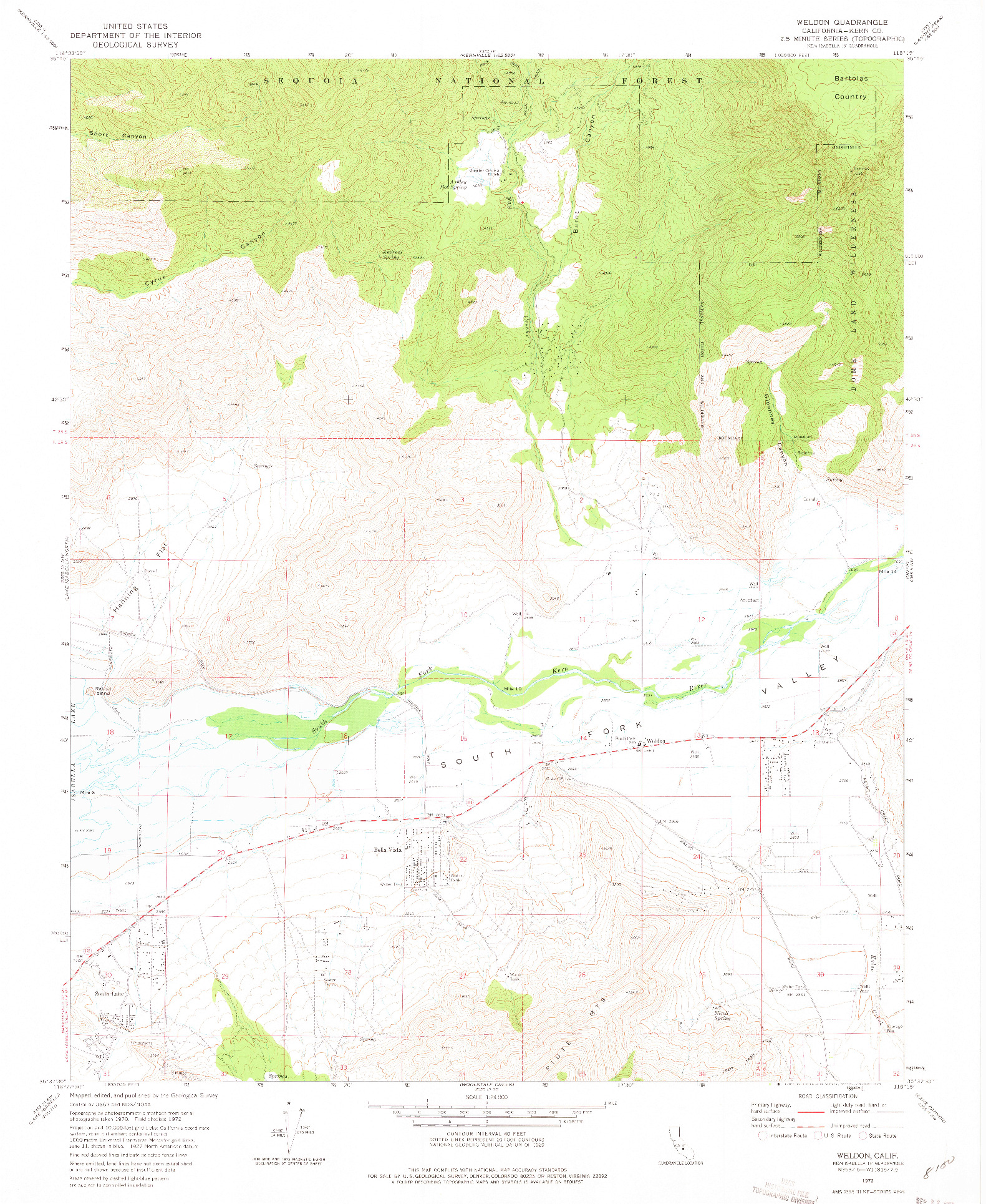 USGS 1:24000-SCALE QUADRANGLE FOR WELDON, CA 1972