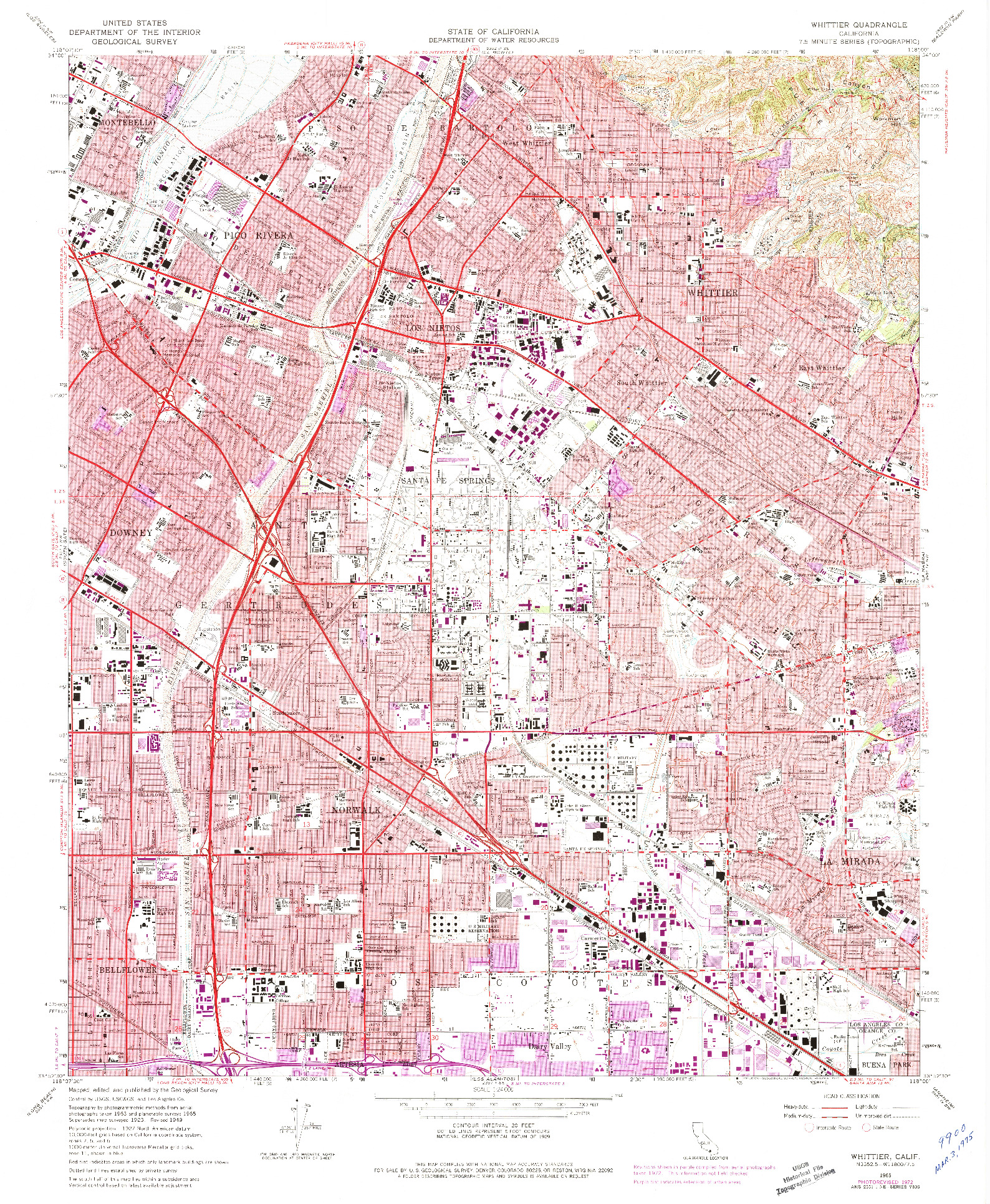 USGS 1:24000-SCALE QUADRANGLE FOR WHITTIER, CA 1965