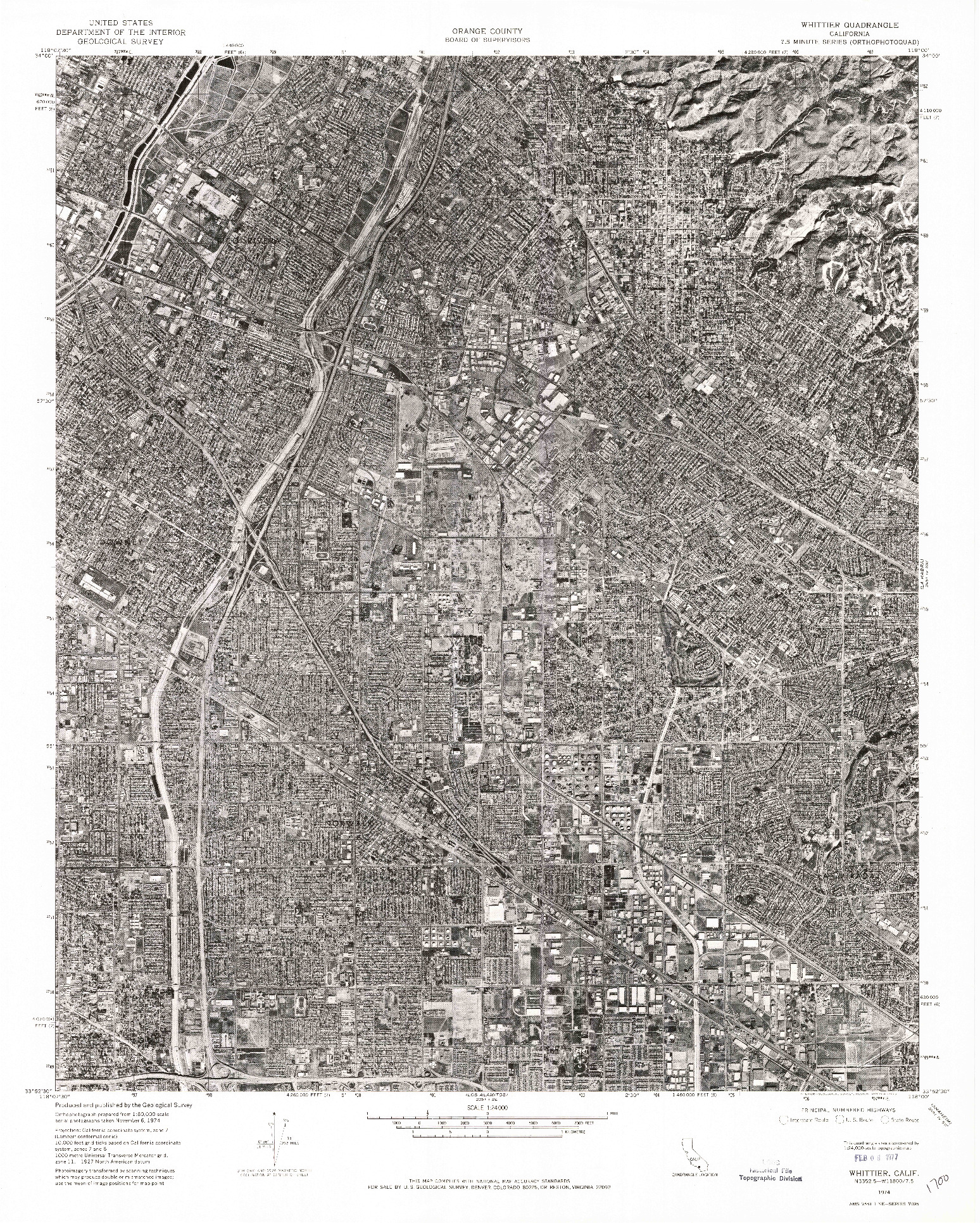 USGS 1:24000-SCALE QUADRANGLE FOR WHITTIER, CA 1974