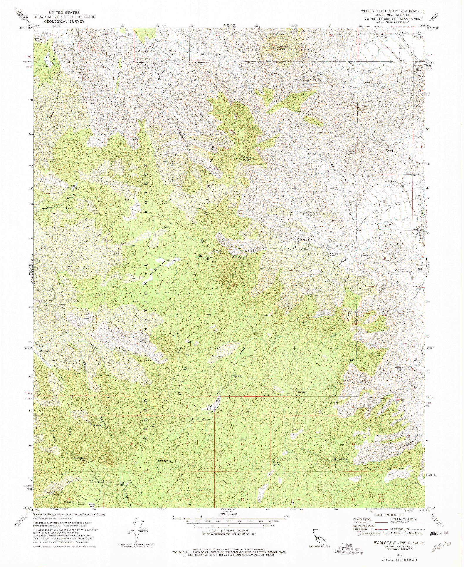 USGS 1:24000-SCALE QUADRANGLE FOR WOOLSTALF CREEK, CA 1972