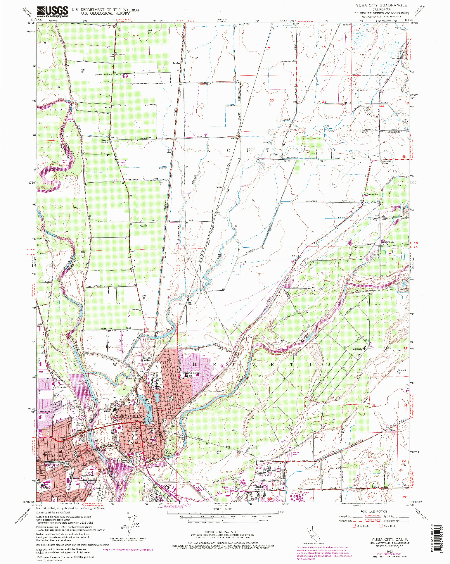 USGS 1:24000-SCALE QUADRANGLE FOR YUBA CITY, CA 1952