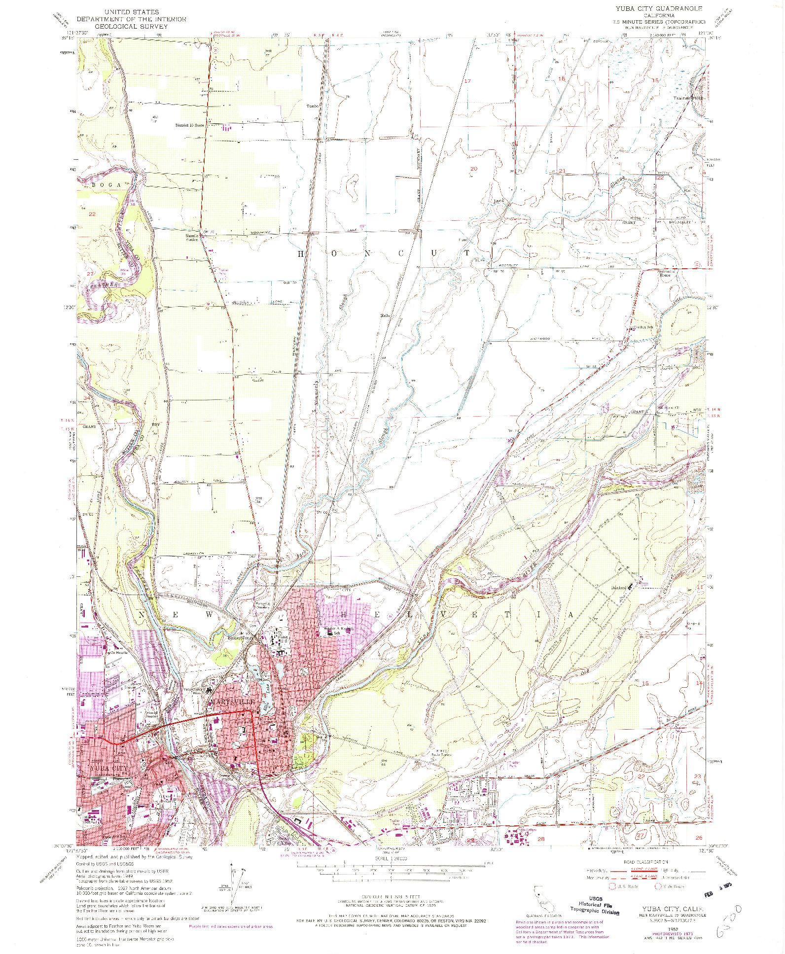 USGS 1:24000-SCALE QUADRANGLE FOR YUBA CITY, CA 1952