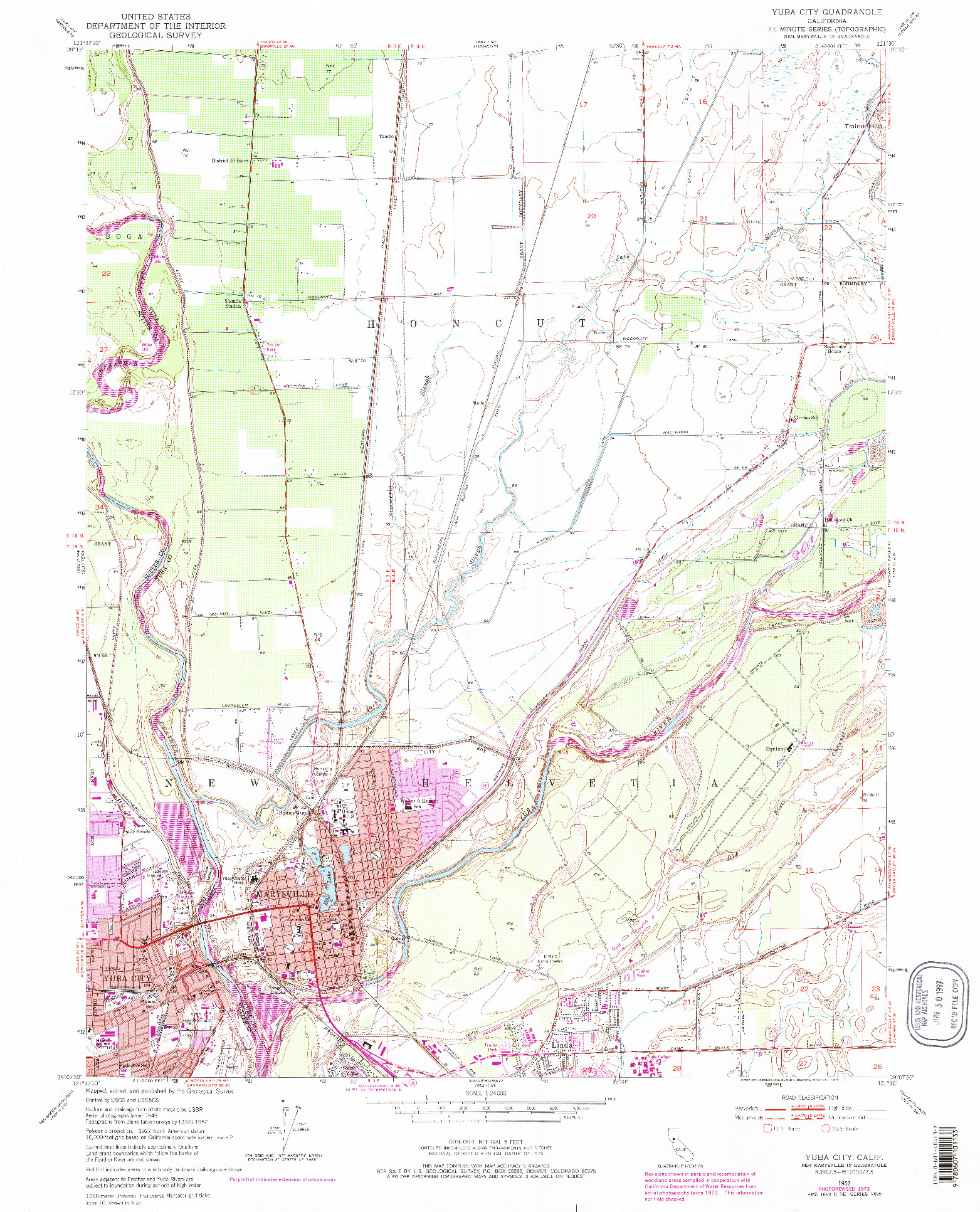 USGS 1:24000-SCALE QUADRANGLE FOR YUBA CITY, CA 1952