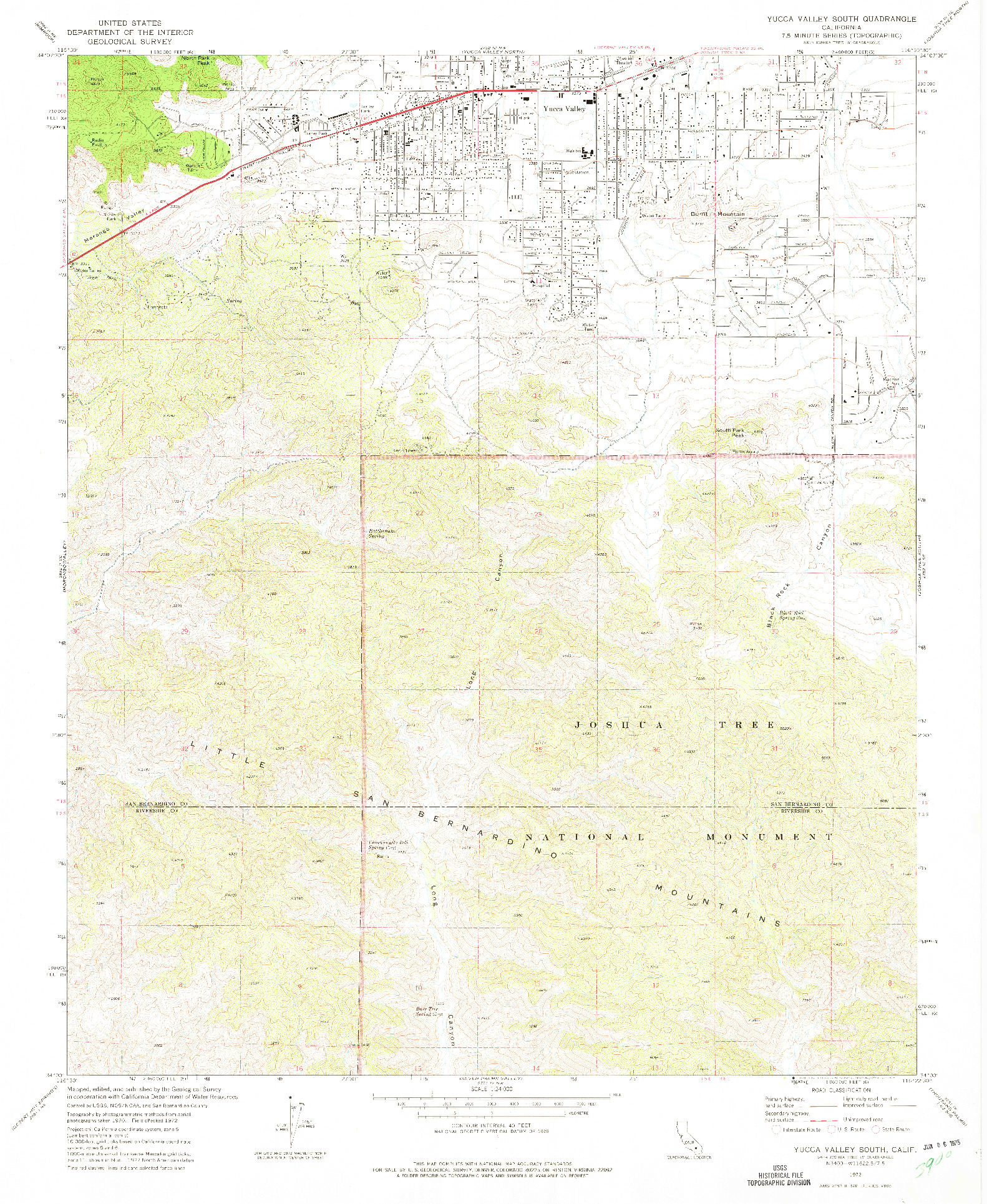 USGS 1:24000-SCALE QUADRANGLE FOR YUCCA VALLEY SOUTH, CA 1972