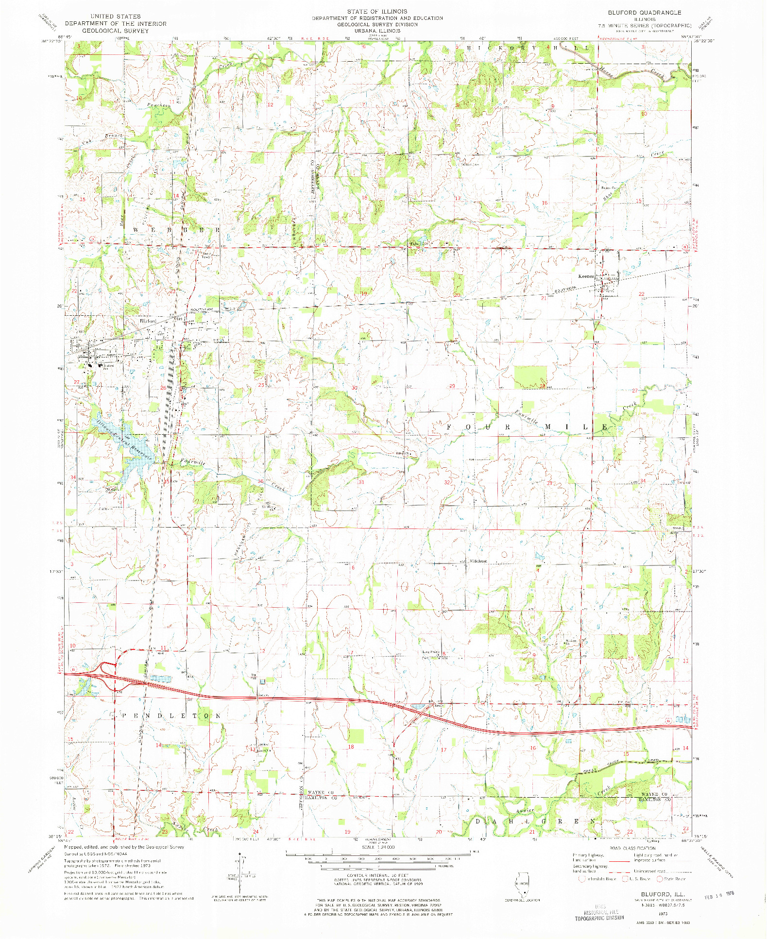 USGS 1:24000-SCALE QUADRANGLE FOR BLUFORD, IL 1973