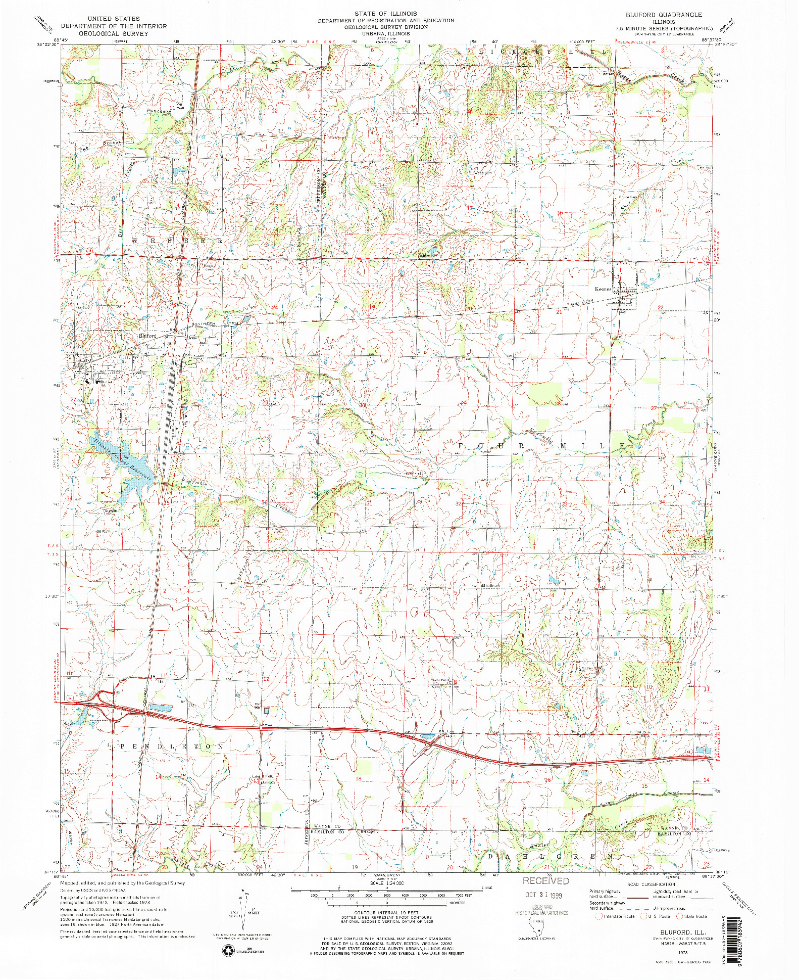 USGS 1:24000-SCALE QUADRANGLE FOR BLUFORD, IL 1973