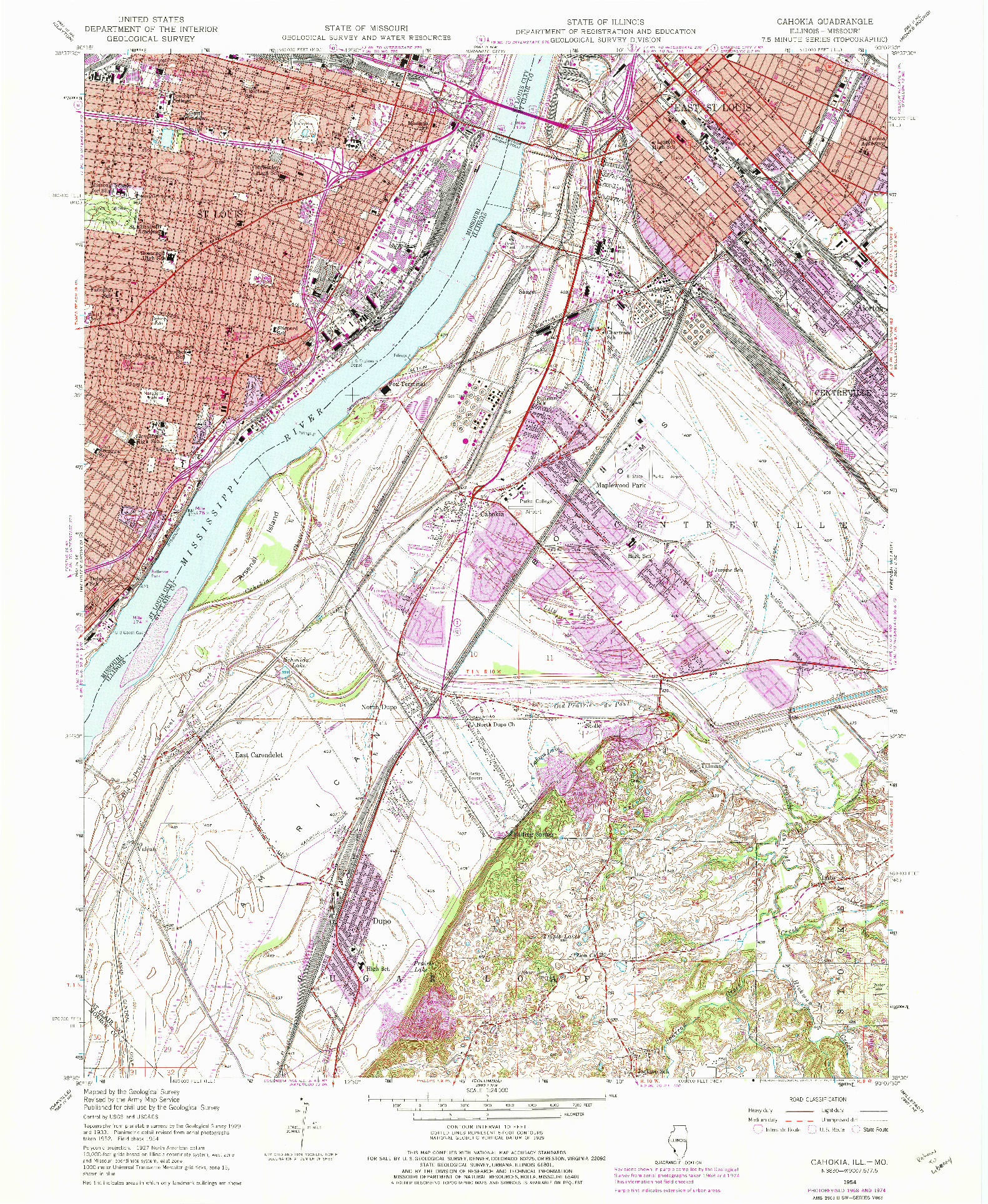 USGS 1:24000-SCALE QUADRANGLE FOR CAHOKIA, IL 1954