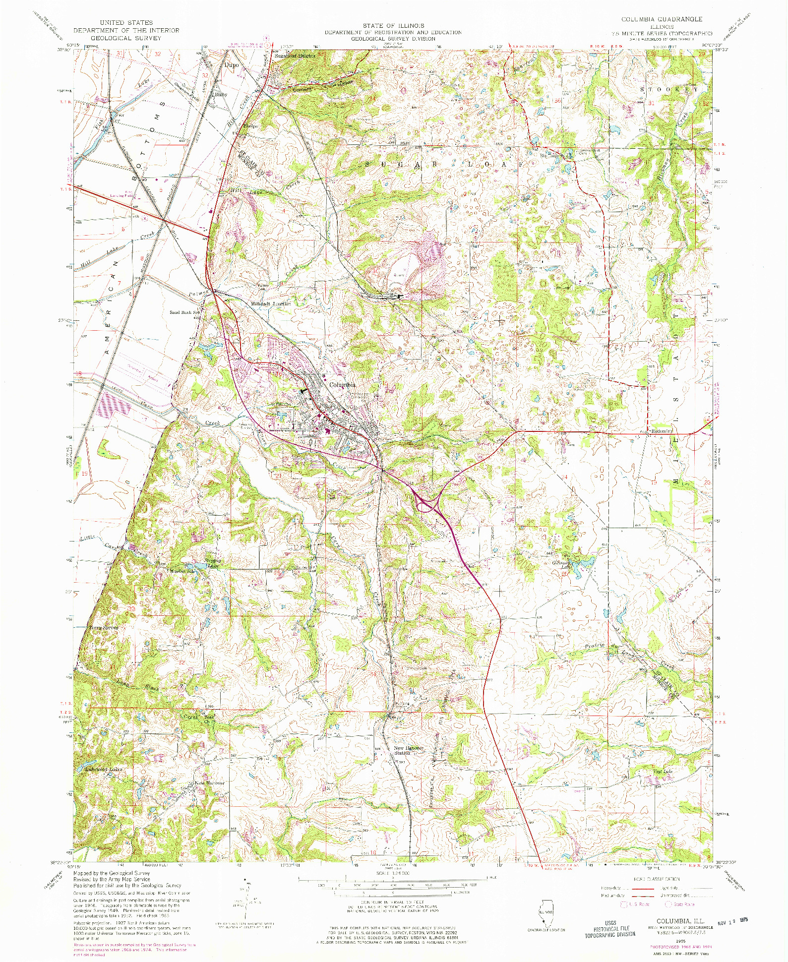 USGS 1:24000-SCALE QUADRANGLE FOR COLUMBIA, IL 1955