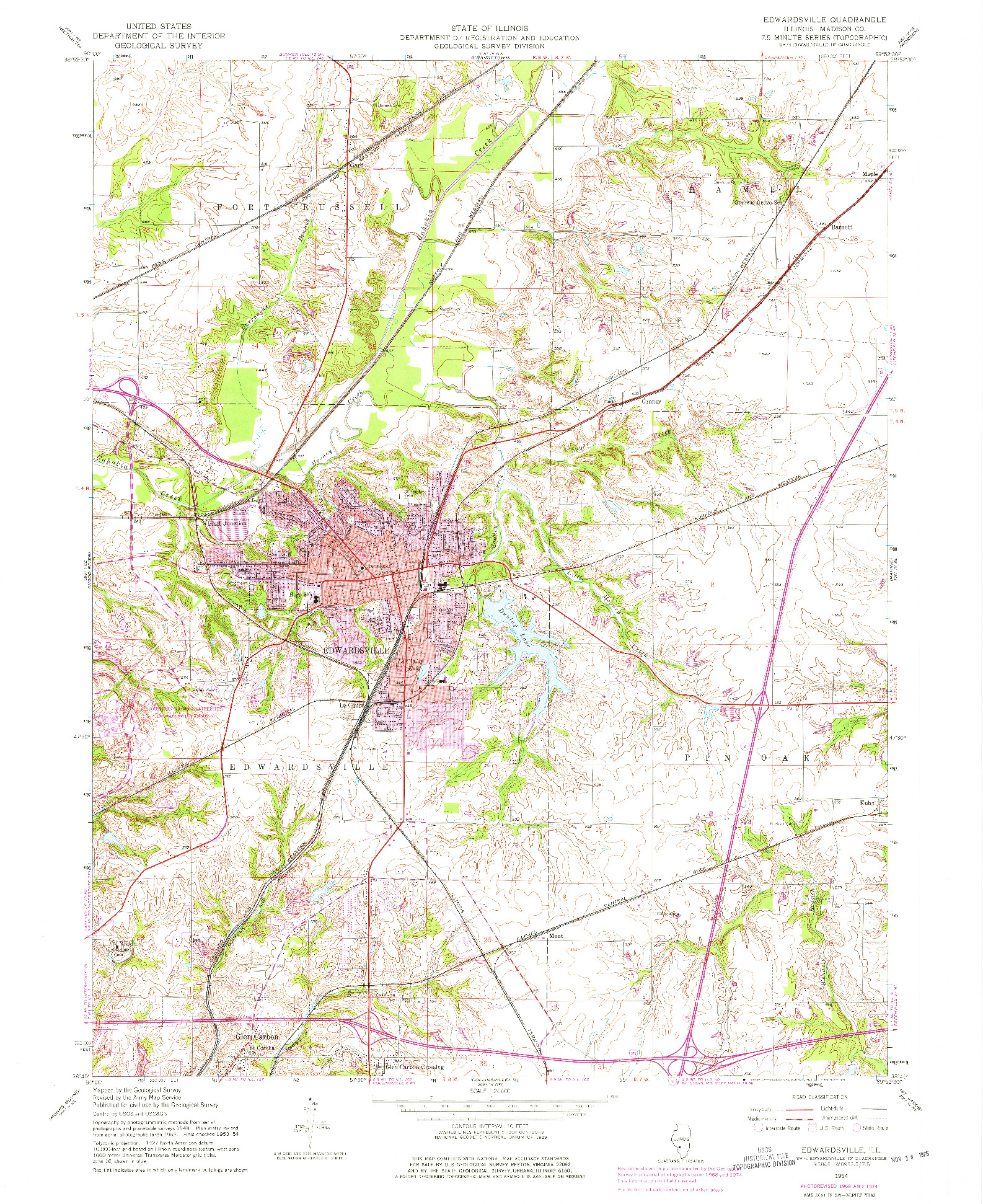 USGS 1:24000-SCALE QUADRANGLE FOR EDWARDSVILLE, IL 1954