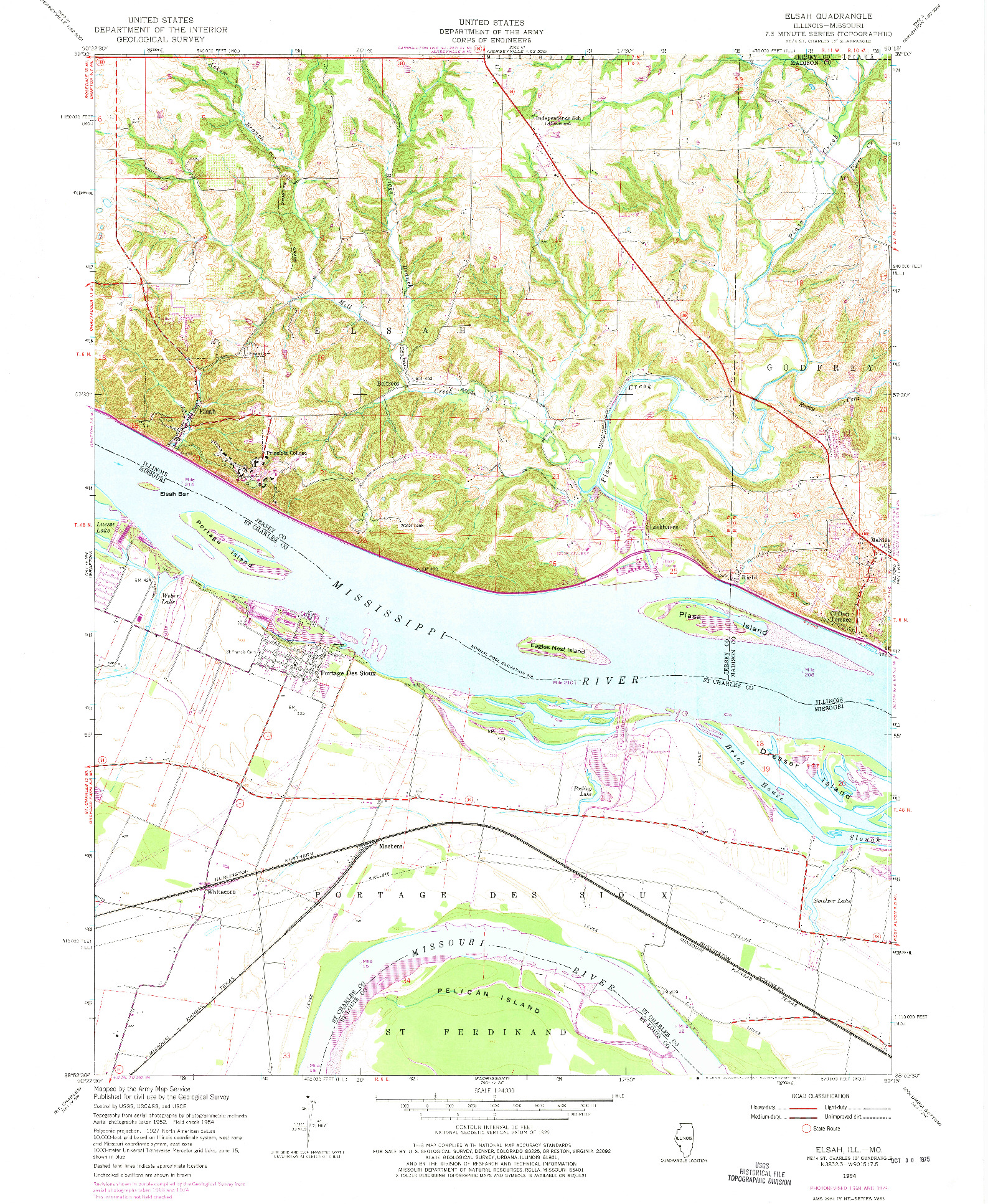 USGS 1:24000-SCALE QUADRANGLE FOR ELSAH, IL 1954