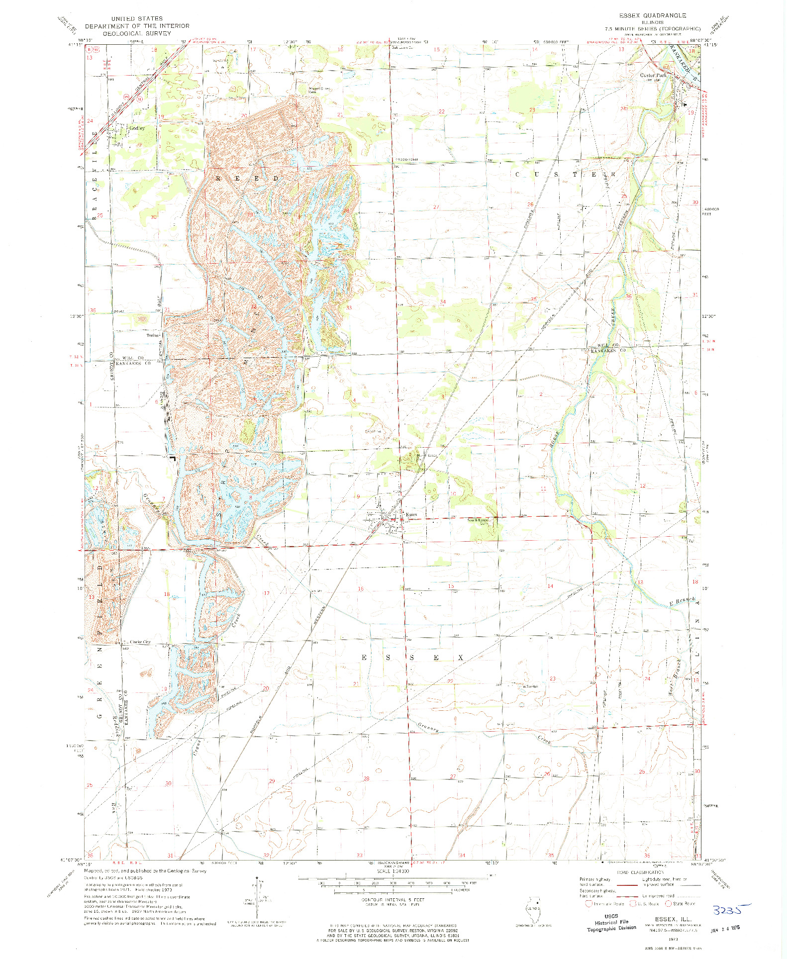 USGS 1:24000-SCALE QUADRANGLE FOR ESSEX, IL 1973