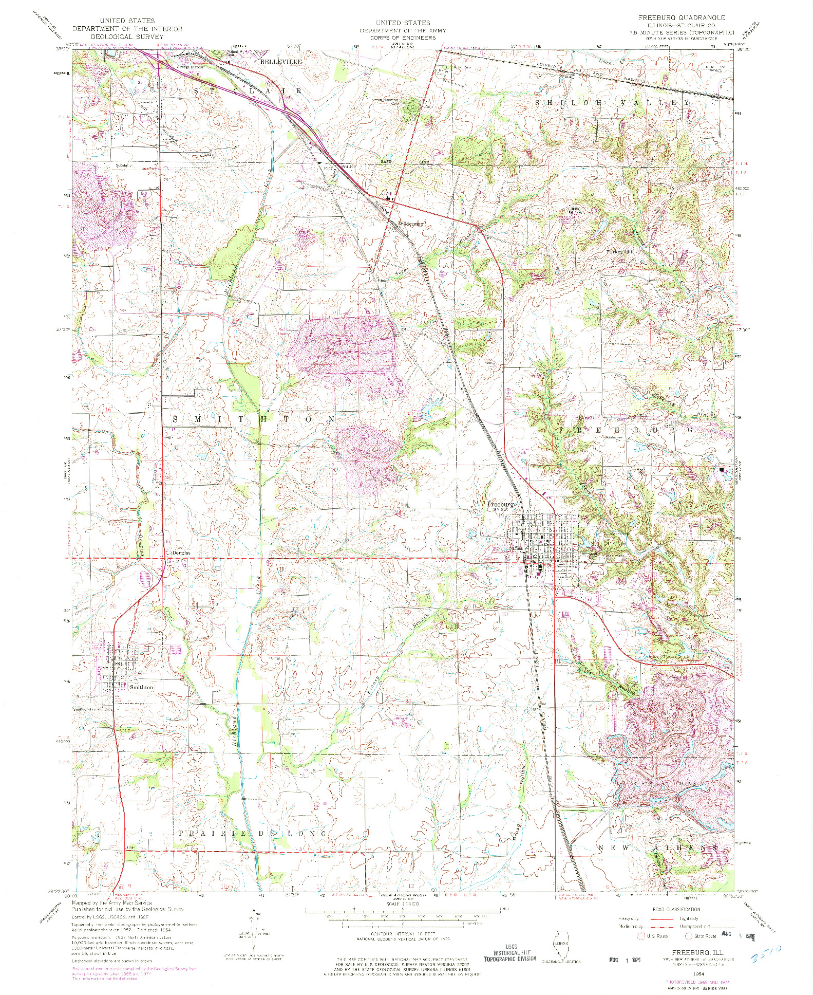 USGS 1:24000-SCALE QUADRANGLE FOR FREEBURG, IL 1954