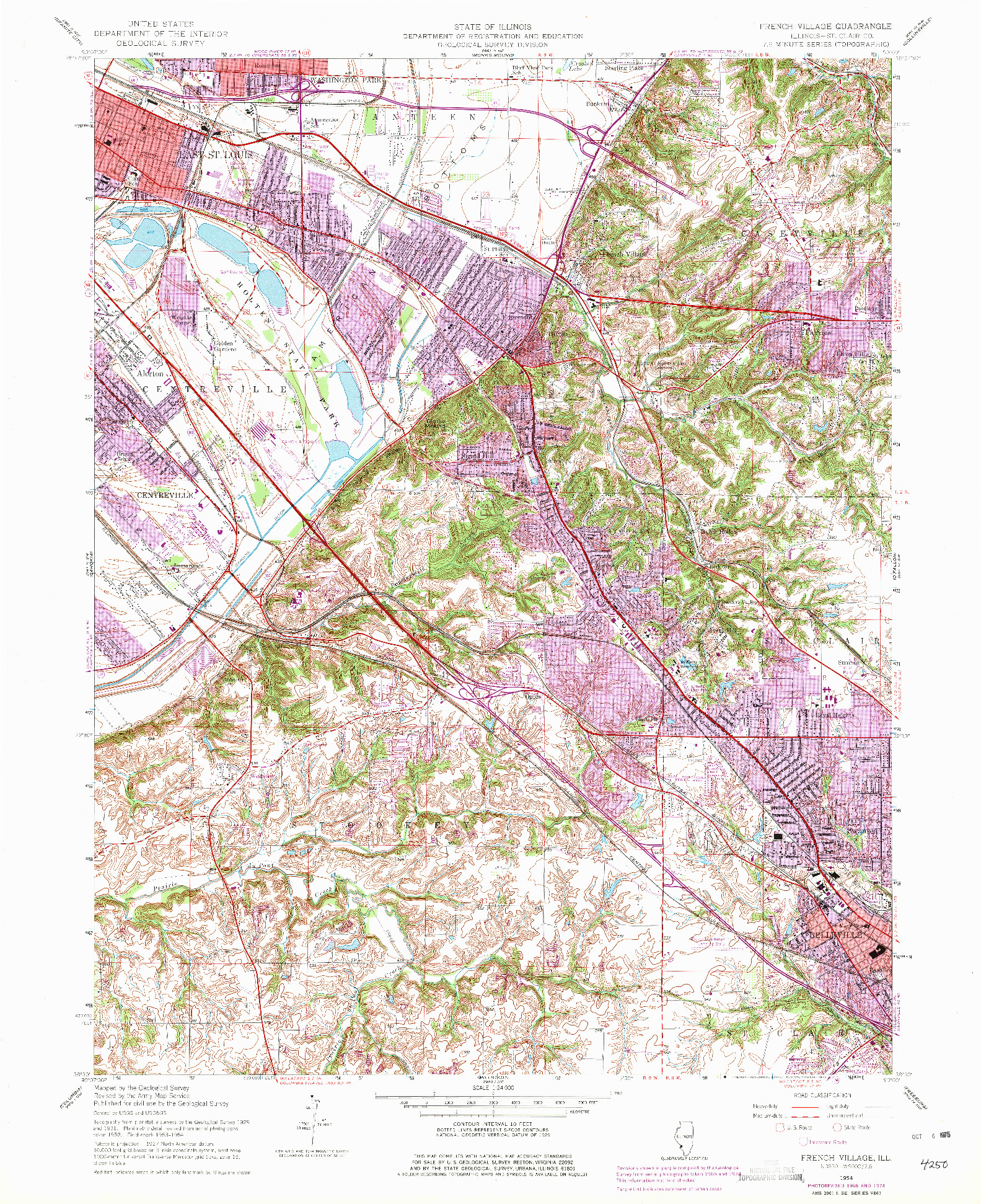 USGS 1:24000-SCALE QUADRANGLE FOR FRENCH VILLAGE, IL 1954