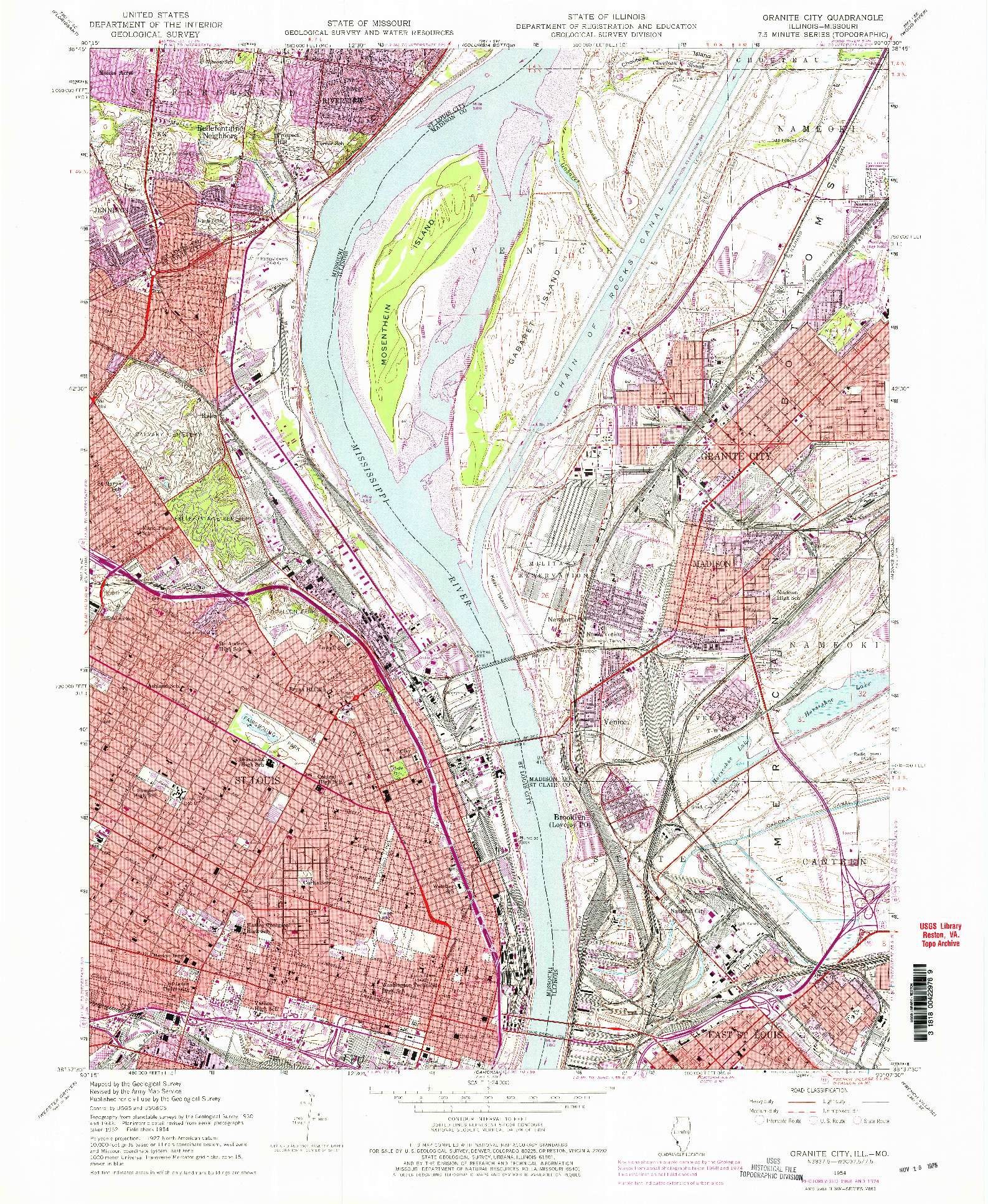 USGS 1:24000-SCALE QUADRANGLE FOR GRANITE CITY, IL 1954