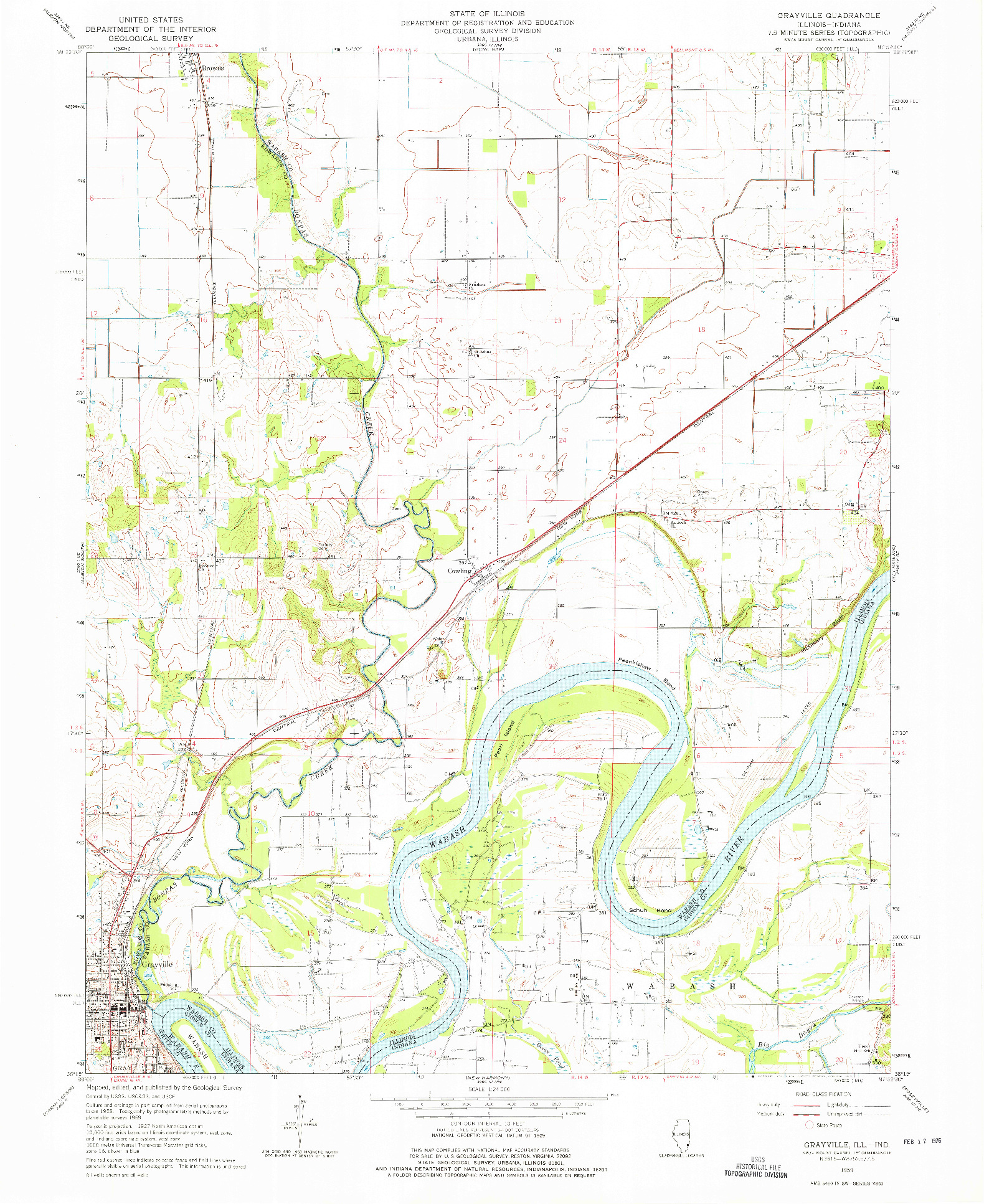 USGS 1:24000-SCALE QUADRANGLE FOR GRAYVILLE, IL 1959