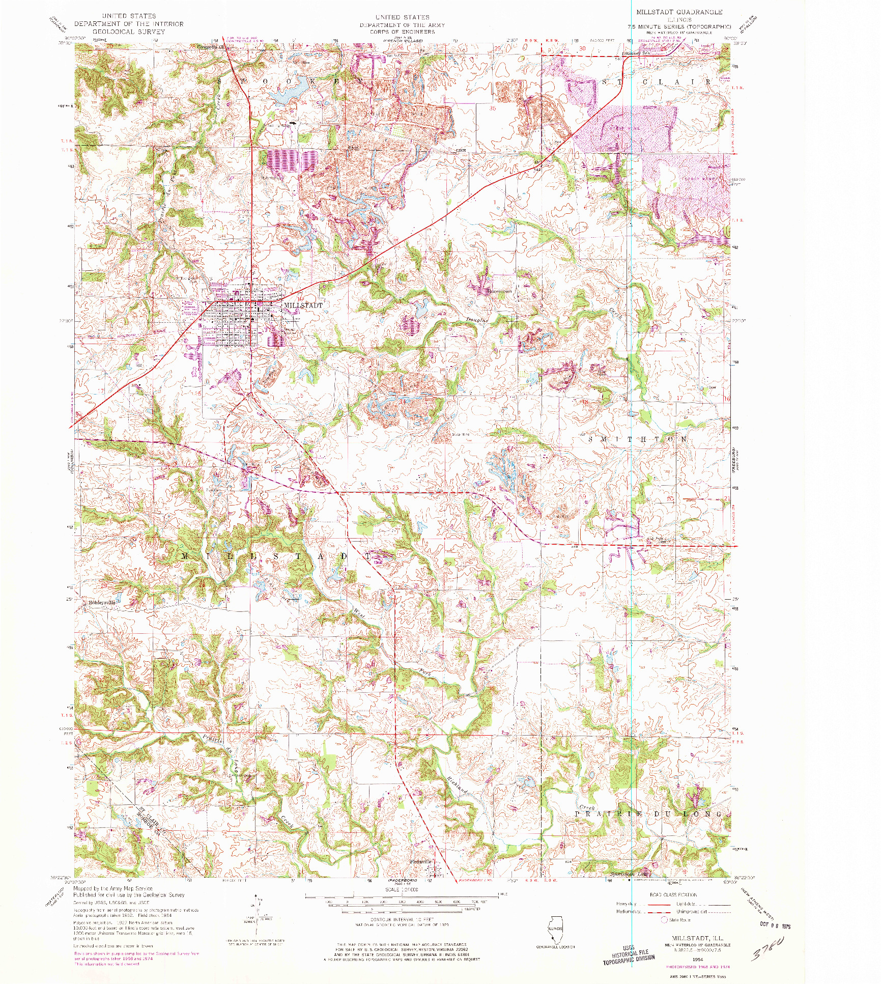 USGS 1:24000-SCALE QUADRANGLE FOR MILLSTADT, IL 1954