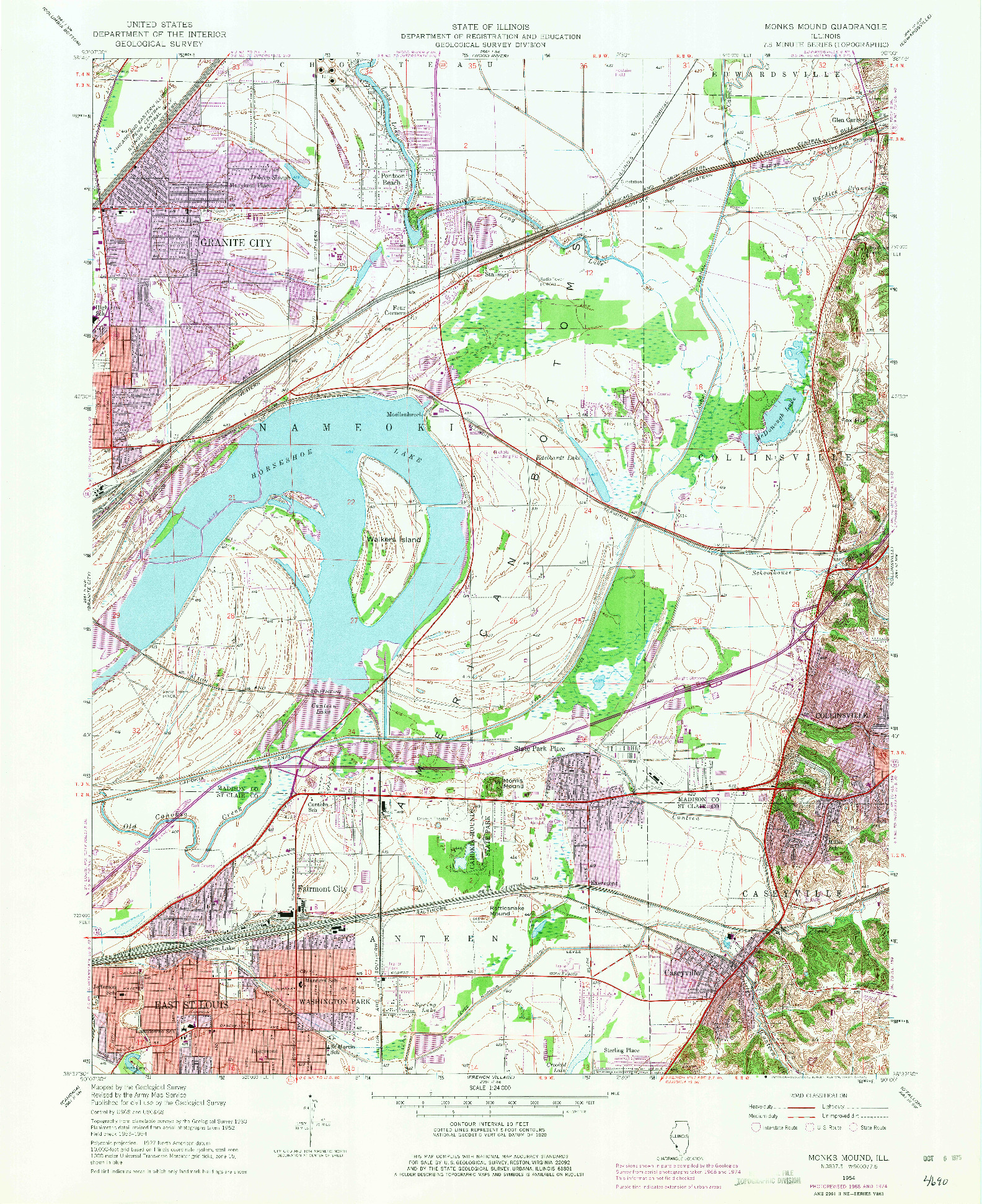 USGS 1:24000-SCALE QUADRANGLE FOR MONKS MOUND, IL 1954